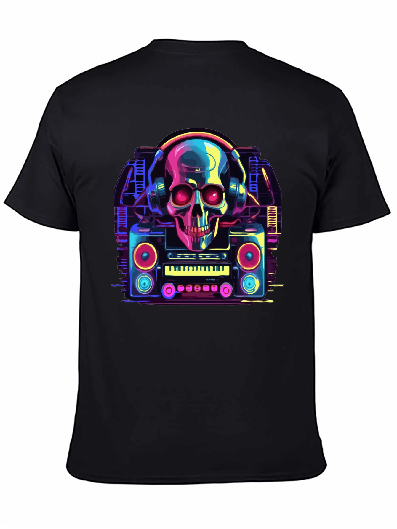 Skull Boombox Graphic Tee - Retro Music Style