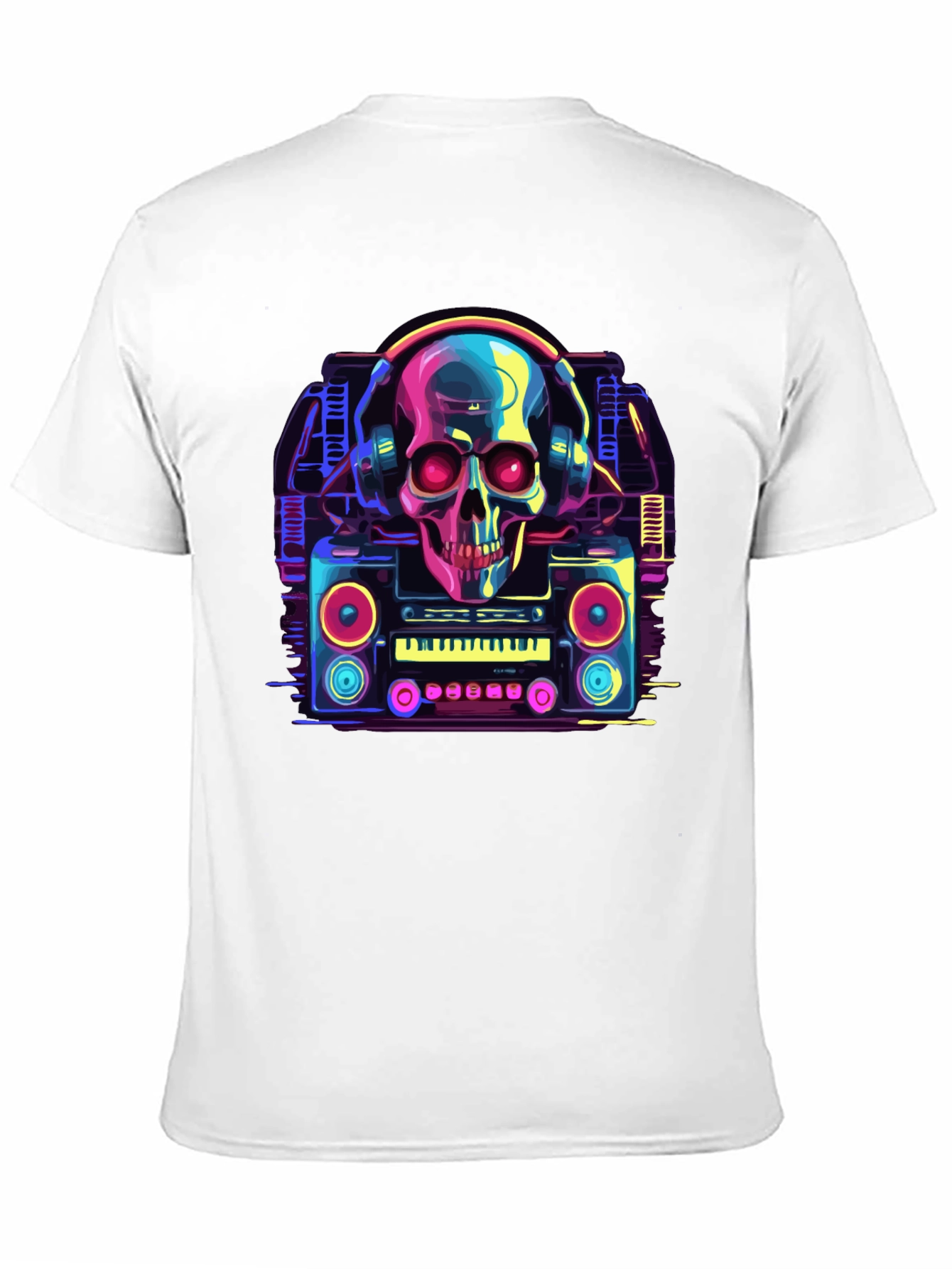 Skull Boombox Graphic Tee - Retro Music Style