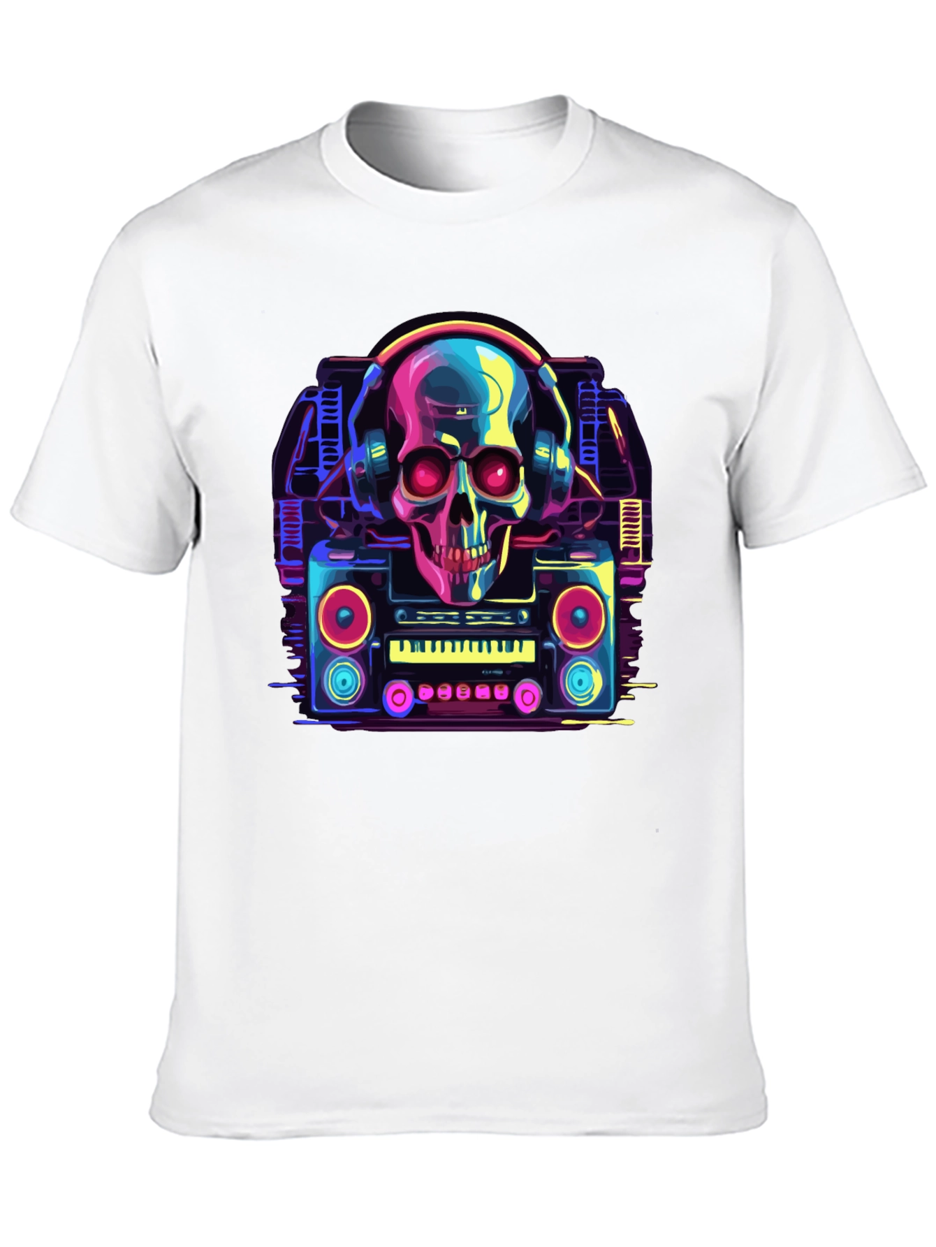 Skull Boombox Graphic Tee - Retro Music Style