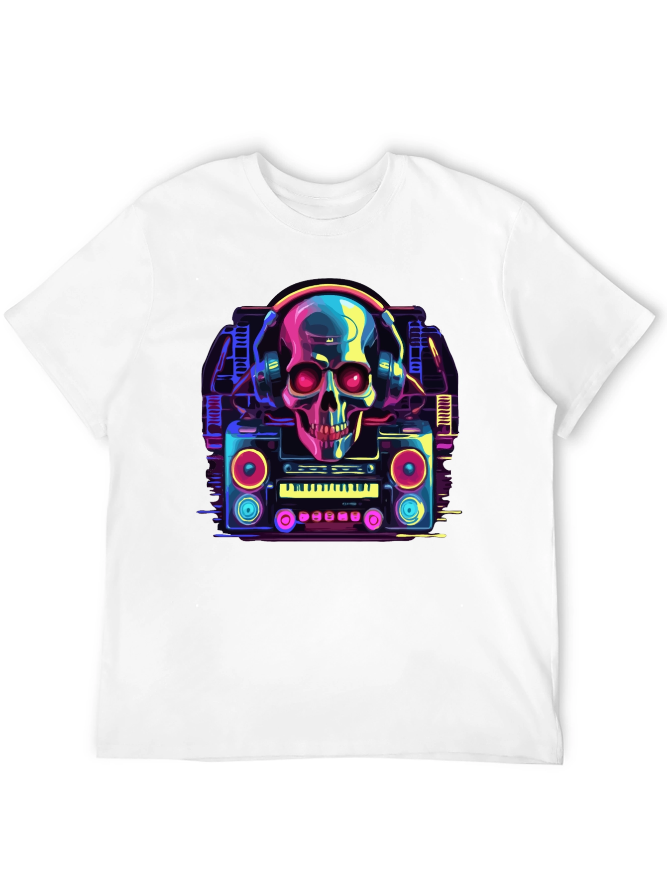 Skull Boombox Graphic Tee - Retro Music Style