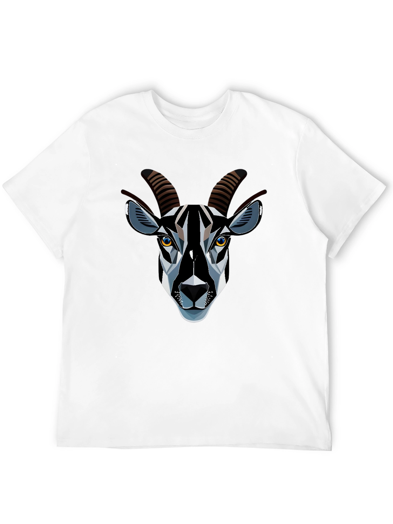 Geometric Goat Graphic Black Tee