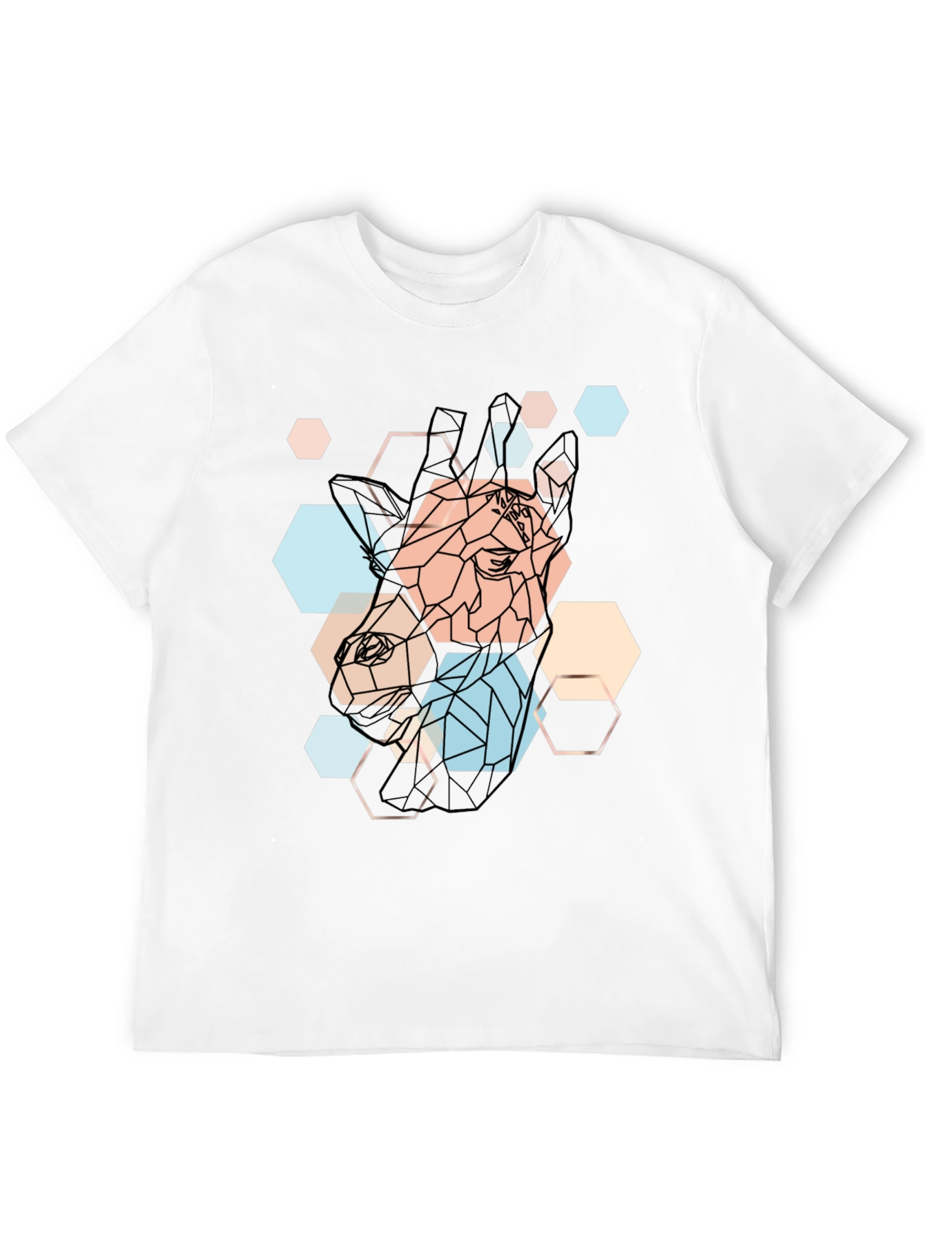 Geometric Giraffe Print Black T-Shirt