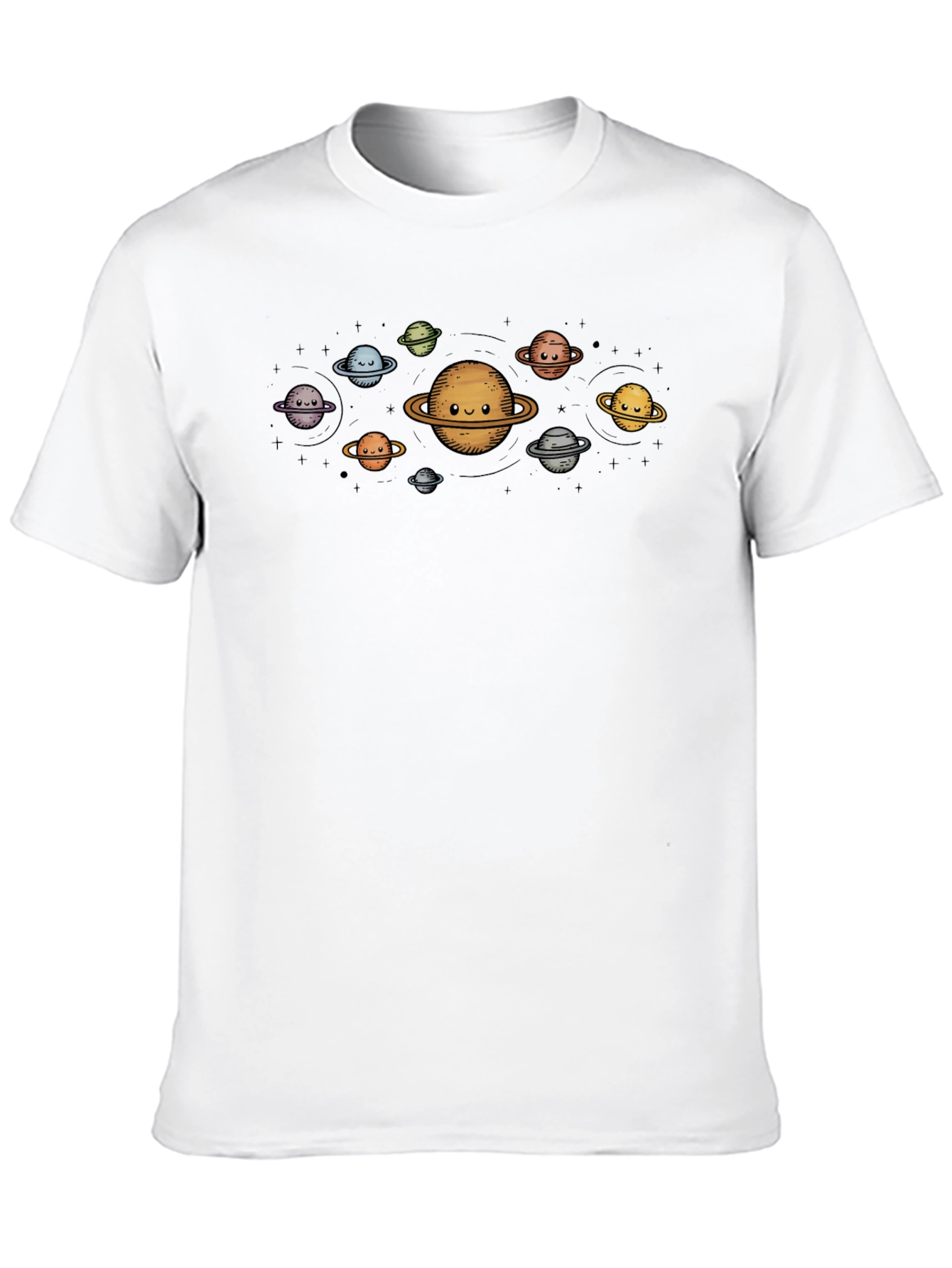 Cute Planets Graphic Black T-Shirt