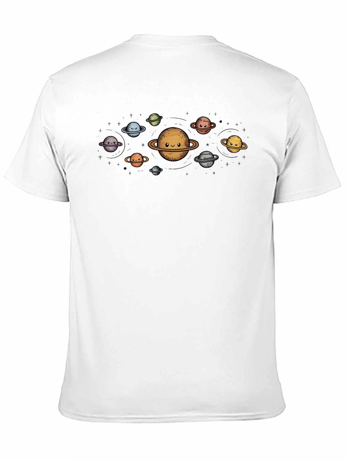 Cute Planets Graphic Black T-Shirt