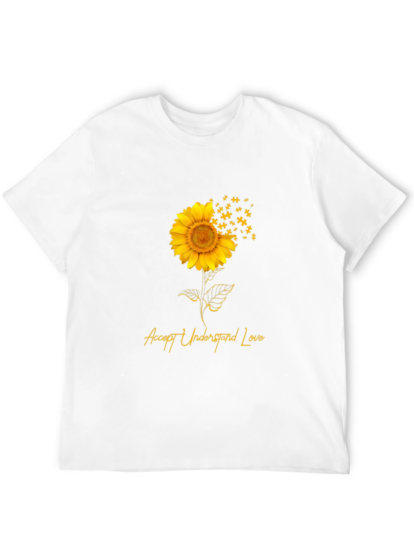 Accept Understand Love Sunflower Puzzle Piece T-Shirt