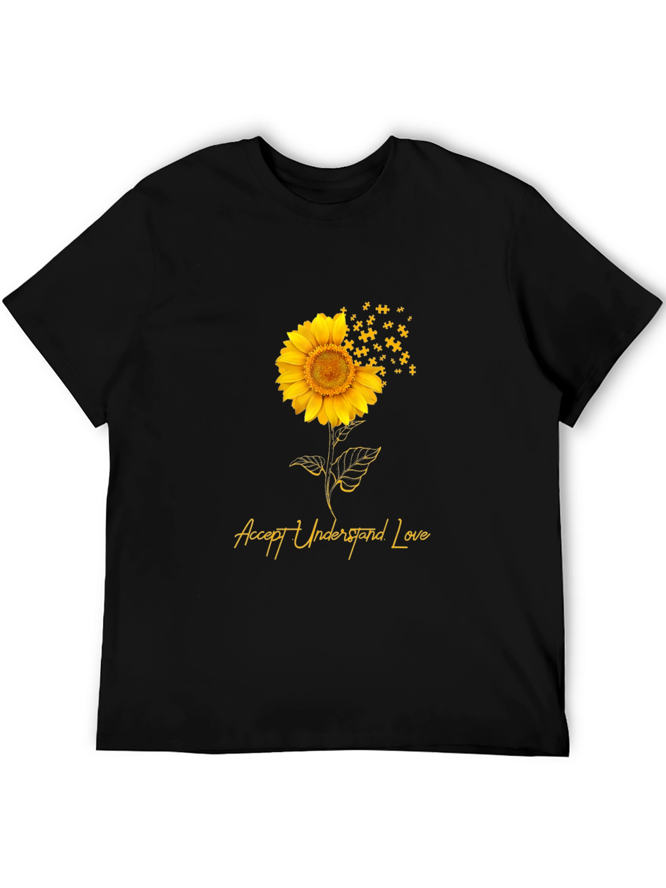 Accept Understand Love Sunflower Puzzle Piece T-Shirt