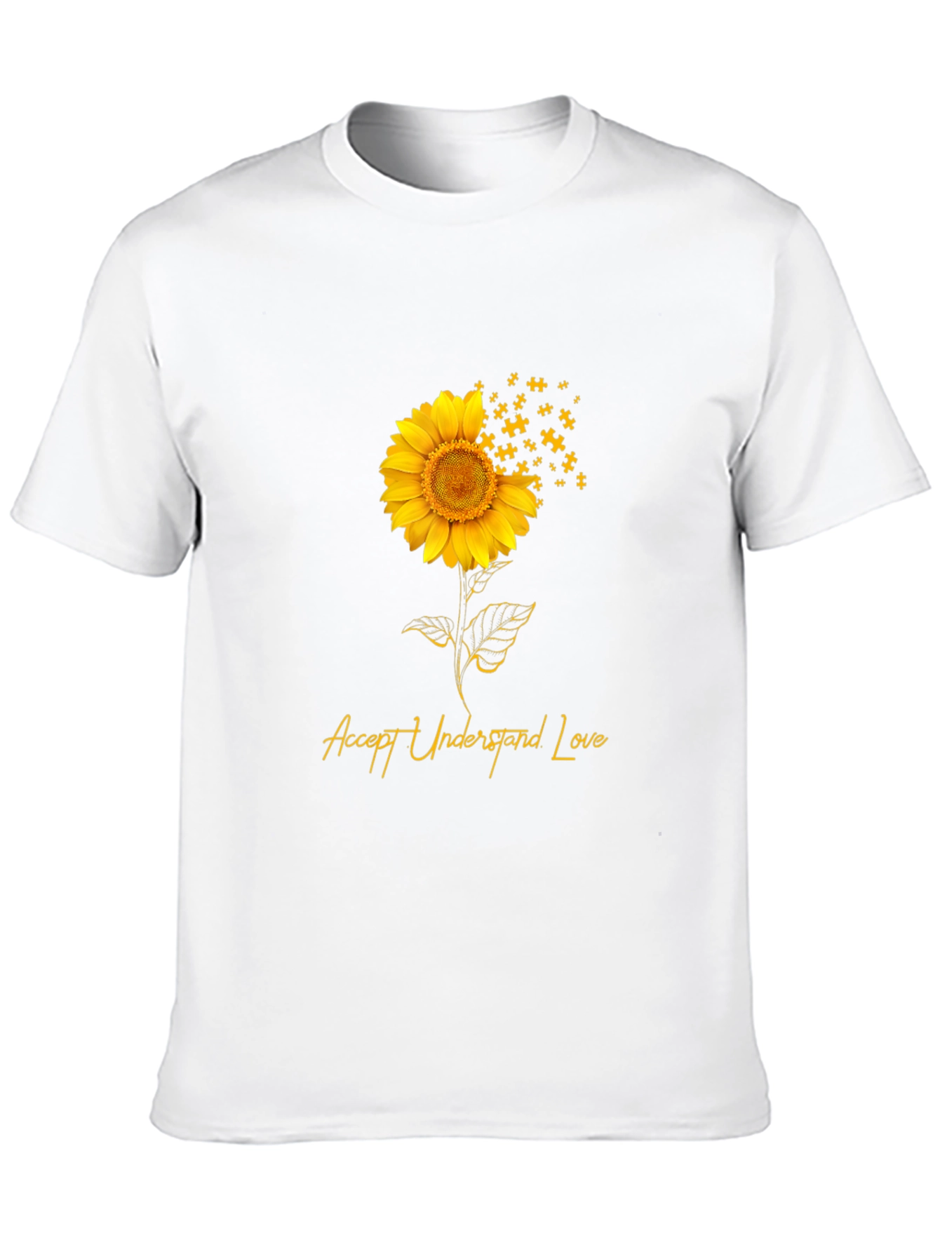 Accept Understand Love Sunflower Puzzle Piece T-Shirt