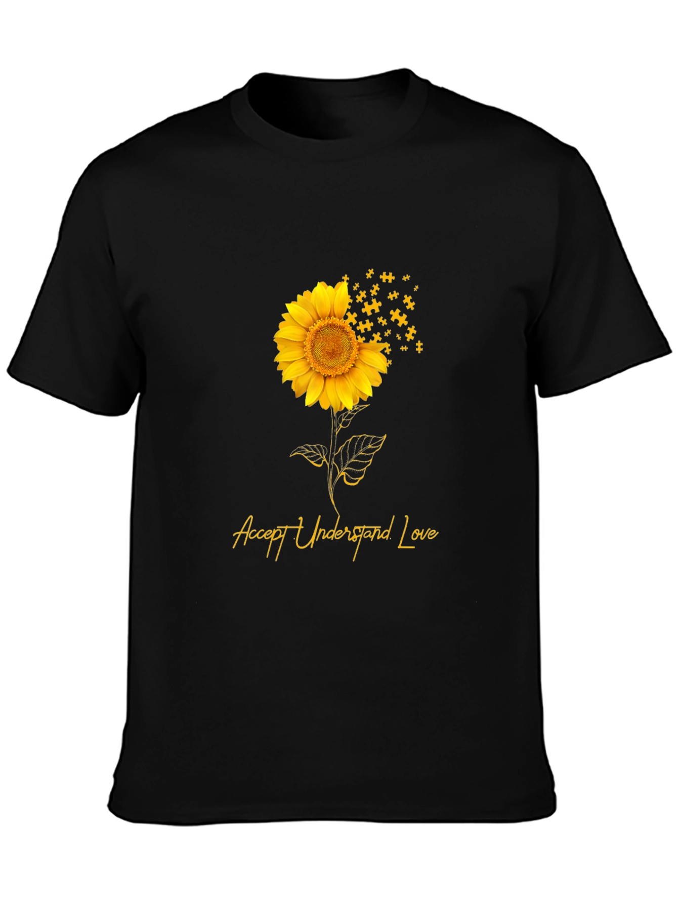 Accept Understand Love Sunflower Puzzle Piece T-Shirt