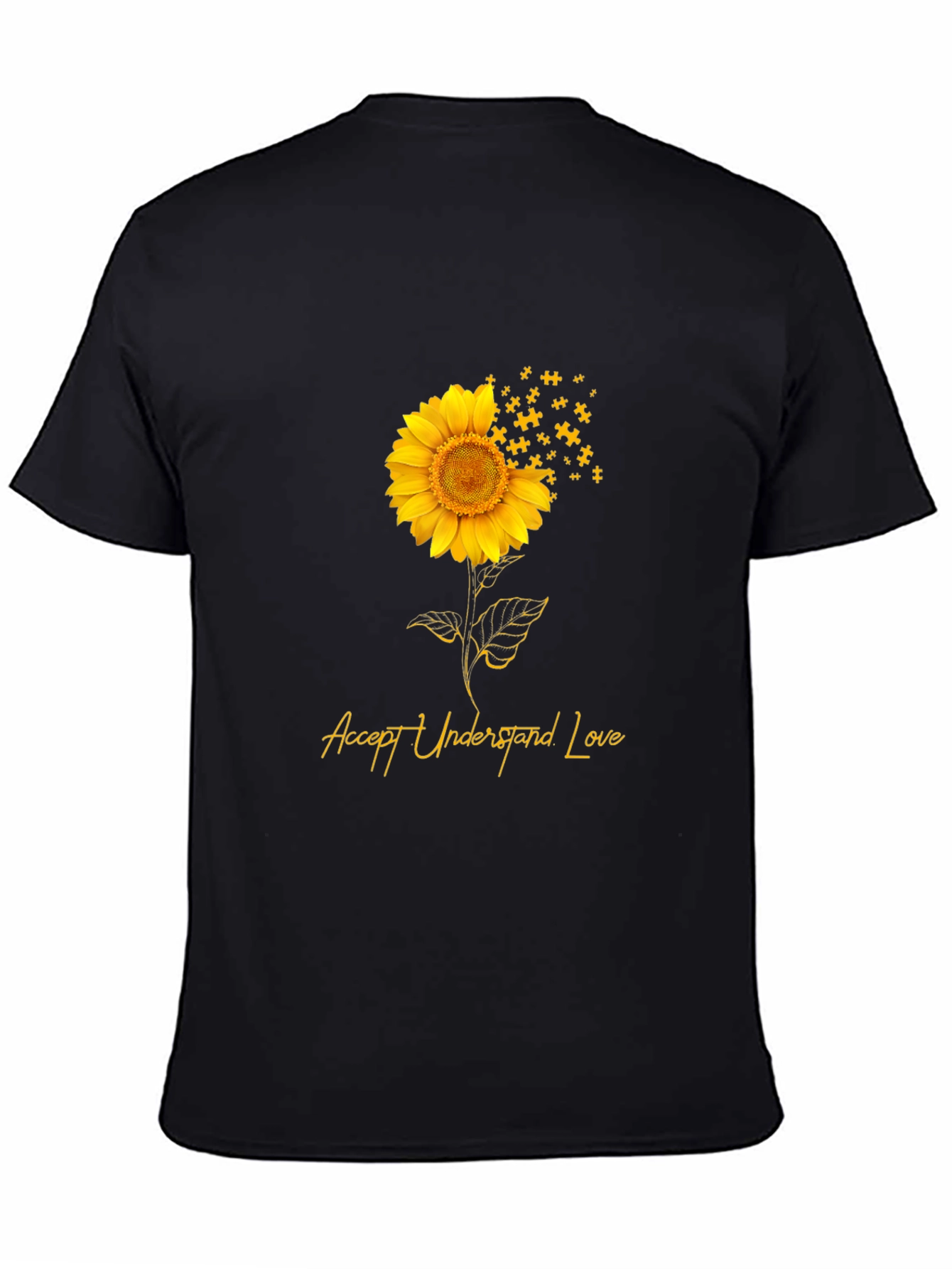 Accept Understand Love Sunflower Puzzle Piece T-Shirt