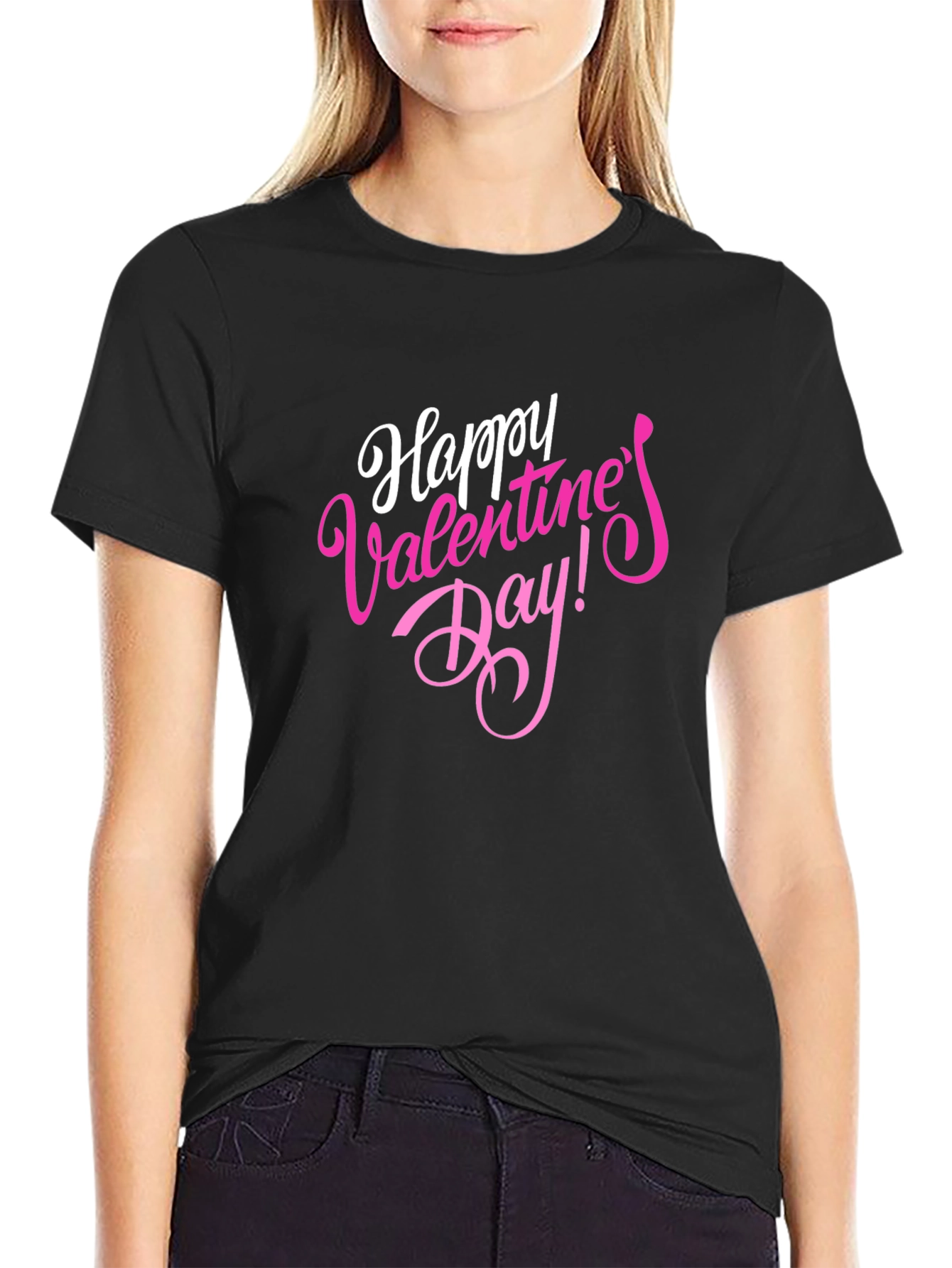 Happy Valentines Day Black T-Shirt