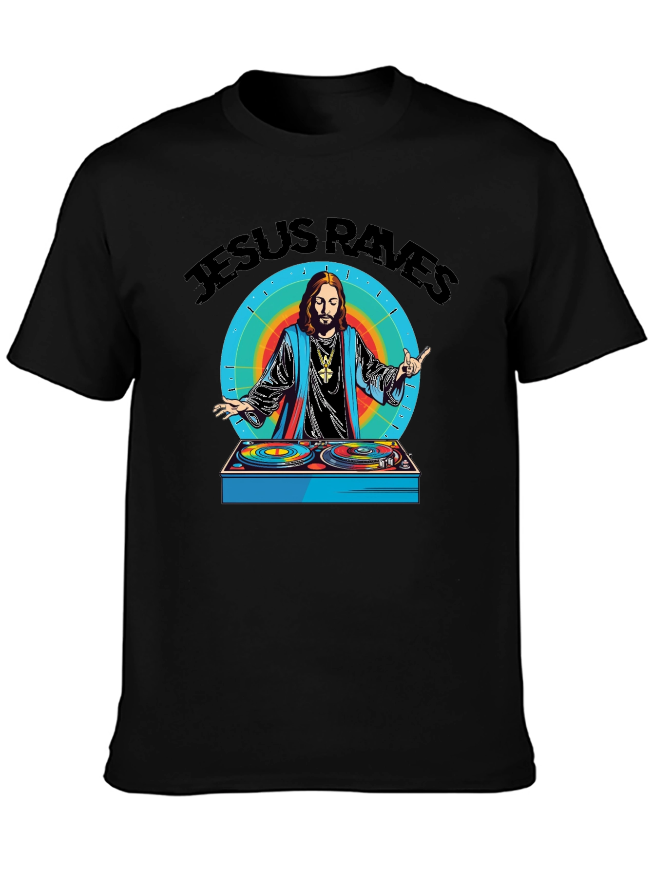 Jesus Raves Graphic Tee - Black Cotton T-Shirt
