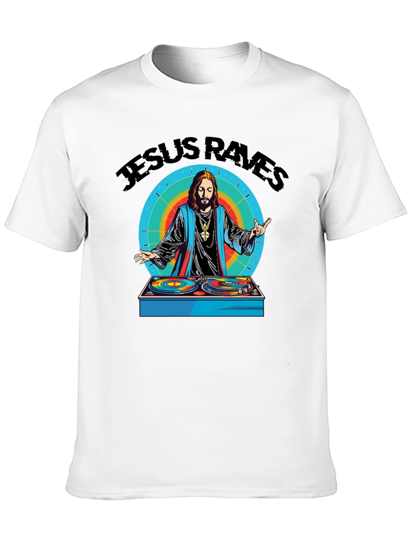 Jesus Raves Graphic Tee - Black Cotton T-Shirt