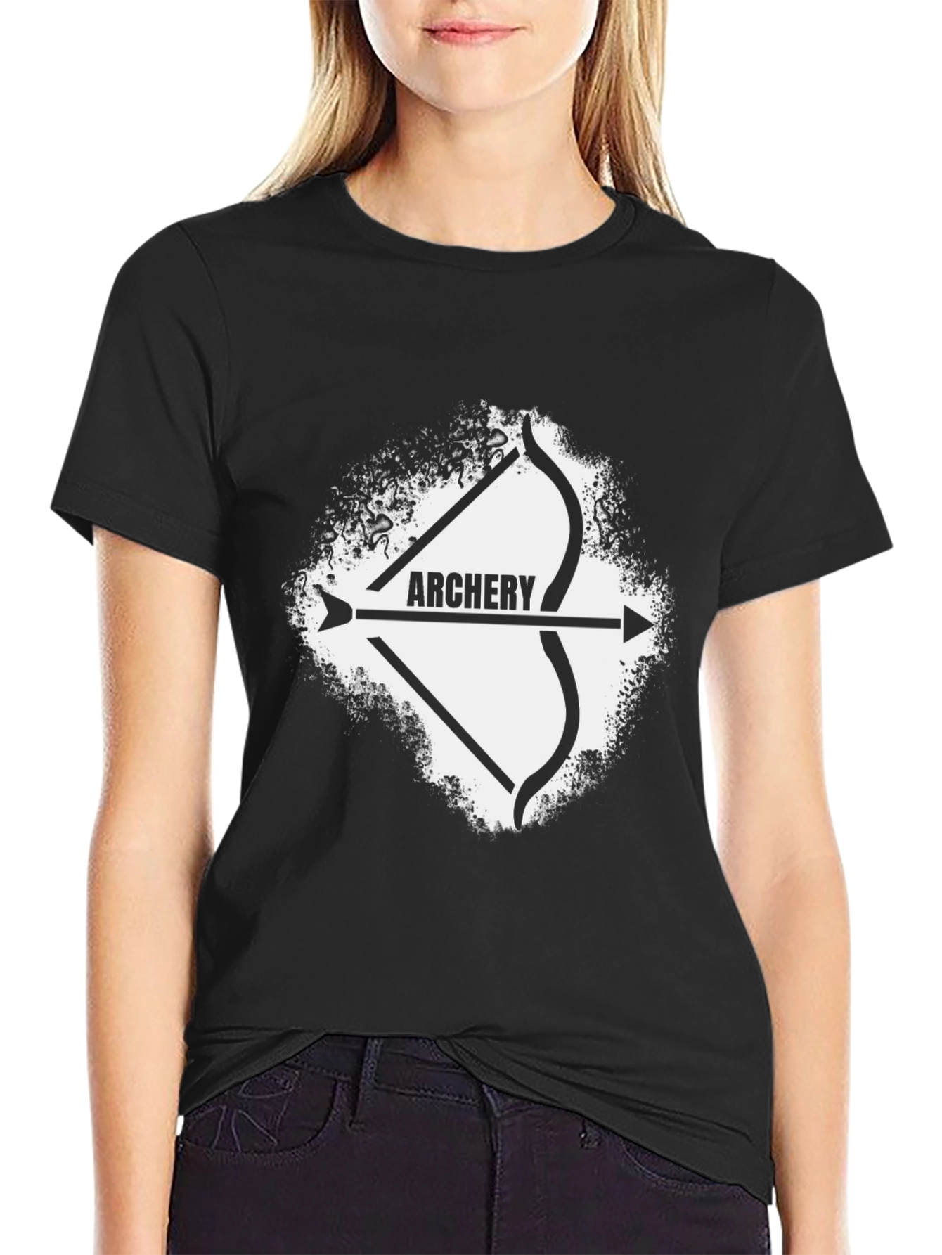 Archery Bow and Arrow Graphic Tee - Black