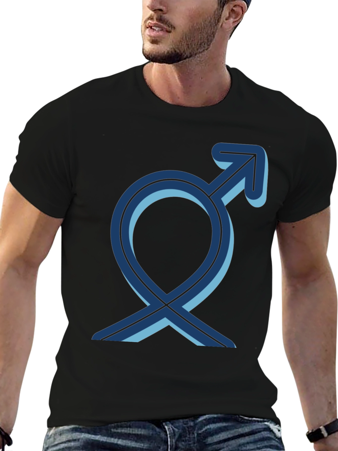 Mens Black T-Shirt with Gender Symbol