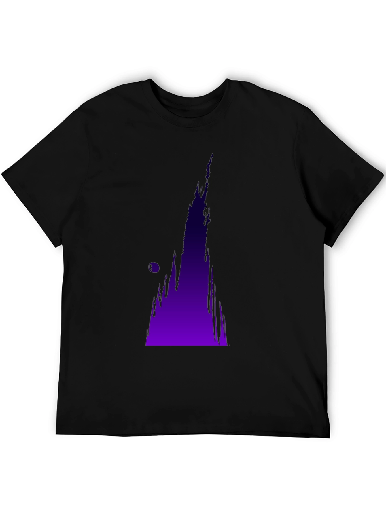 Abstract Purple Drip Design Black T-Shirt