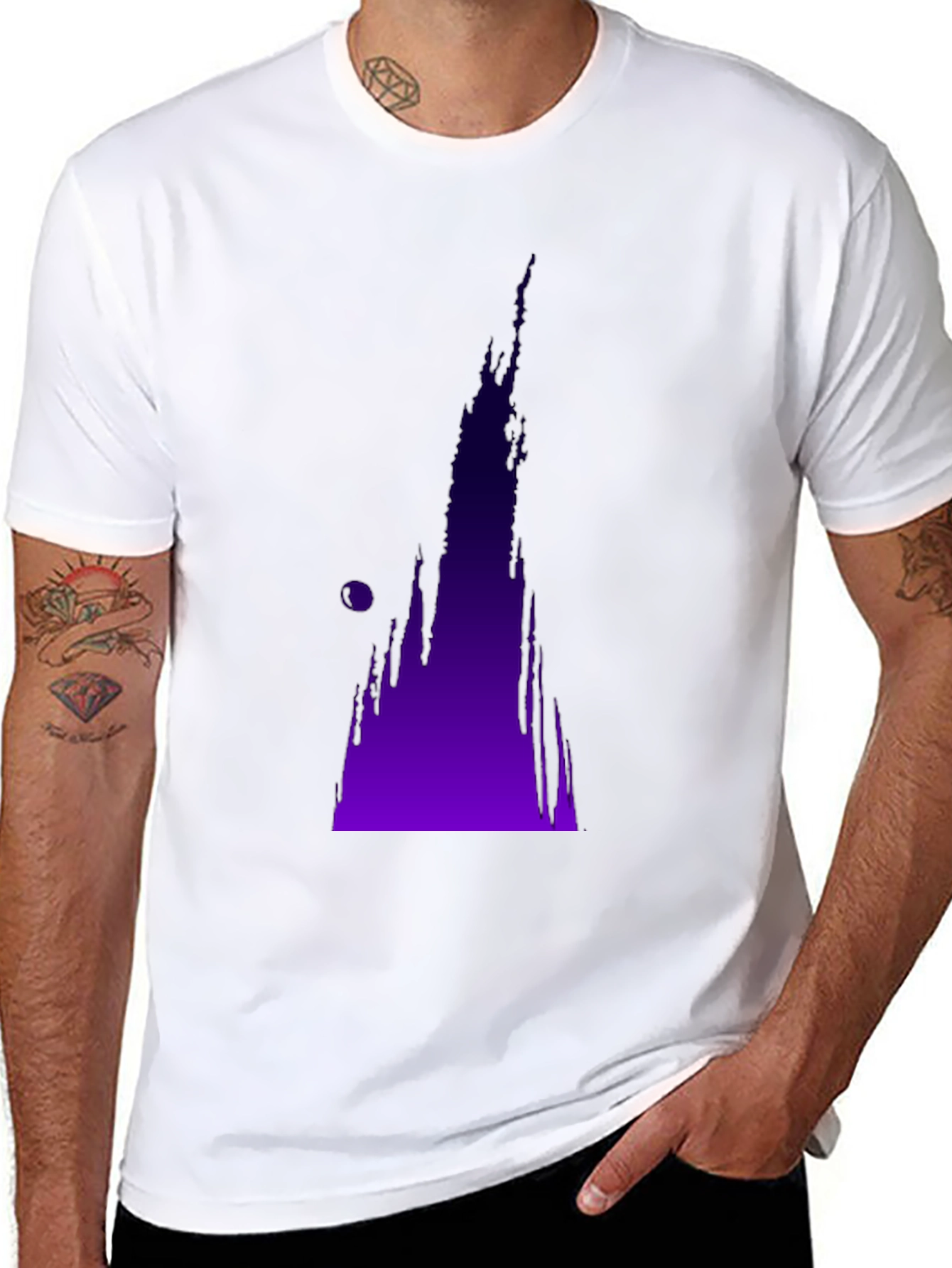 Abstract Purple Drip Design Black T-Shirt