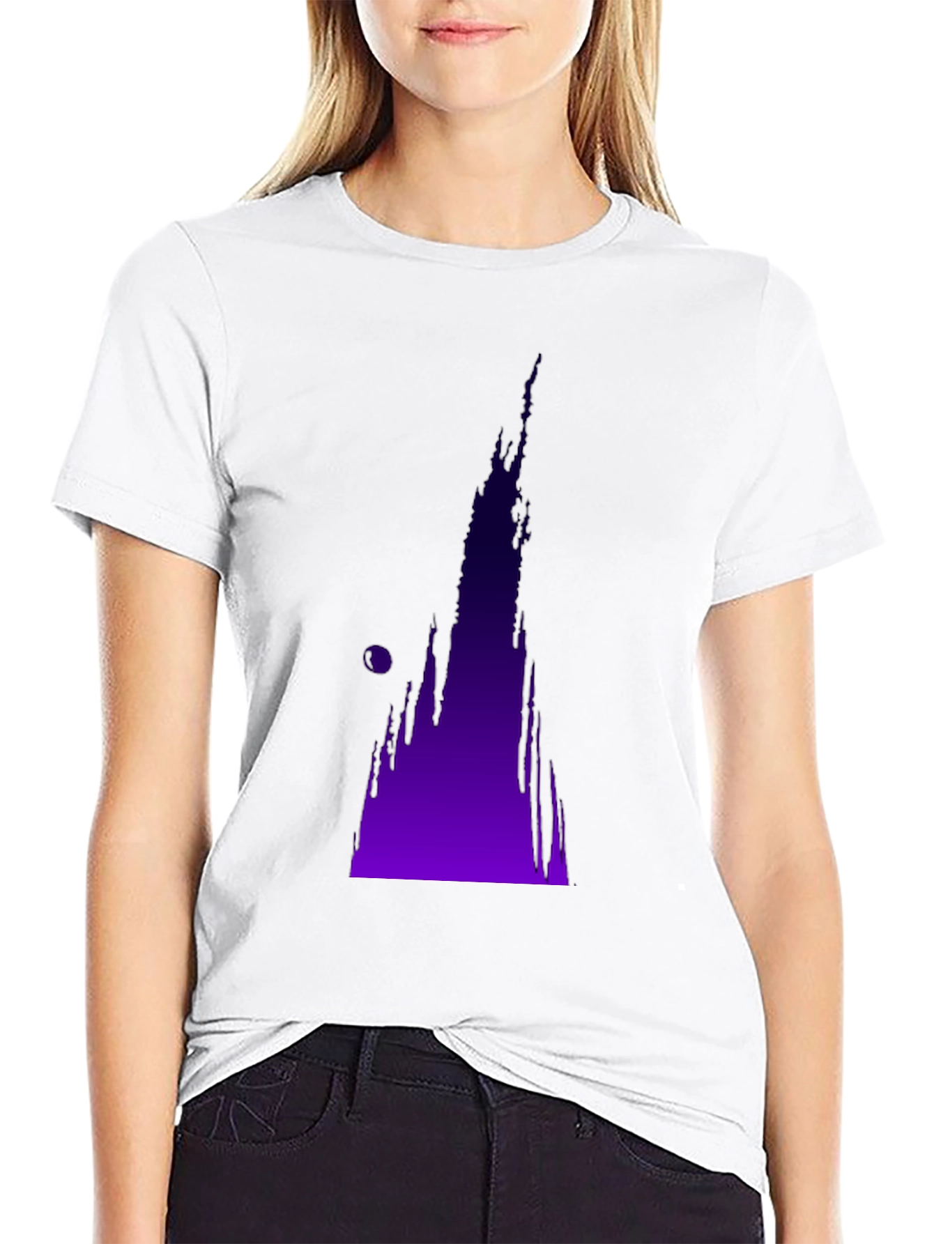 Abstract Purple Drip Design Black T-Shirt