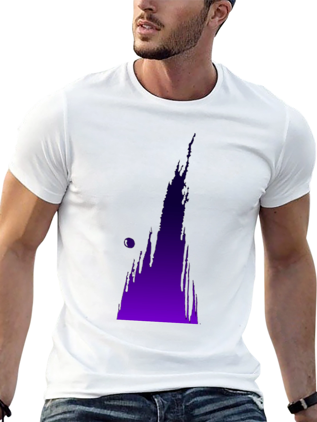 Abstract Purple Drip Design Black T-Shirt