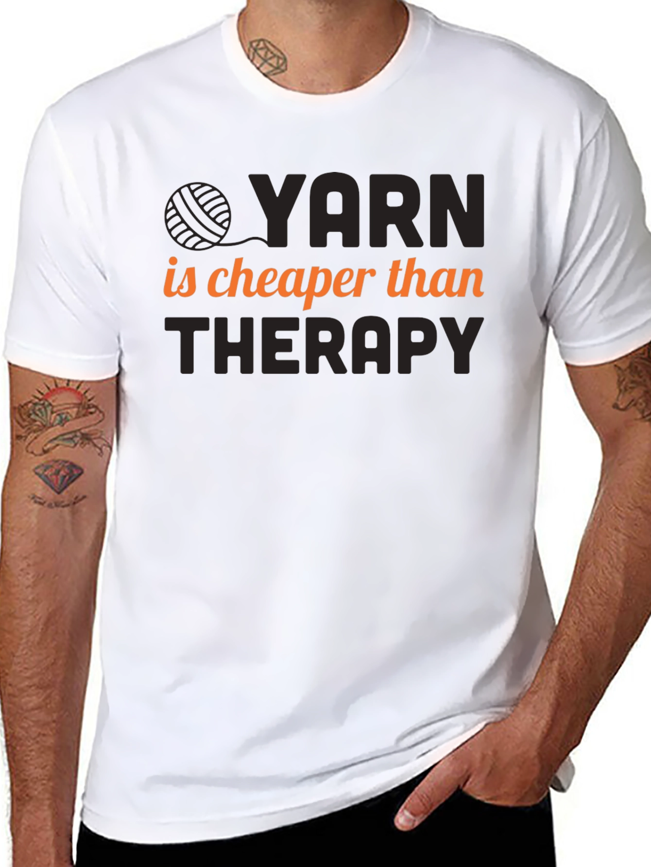 Yarn is Cheaper Than Therapy Black T-Shirt