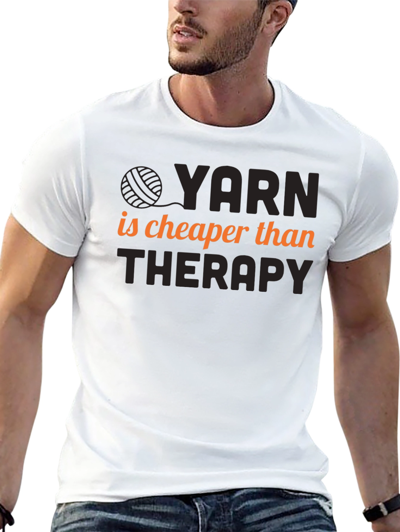 Yarn is Cheaper Than Therapy Black T-Shirt
