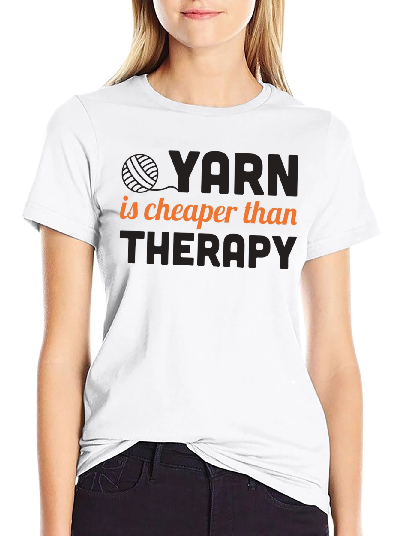 Yarn is Cheaper Than Therapy Black T-Shirt