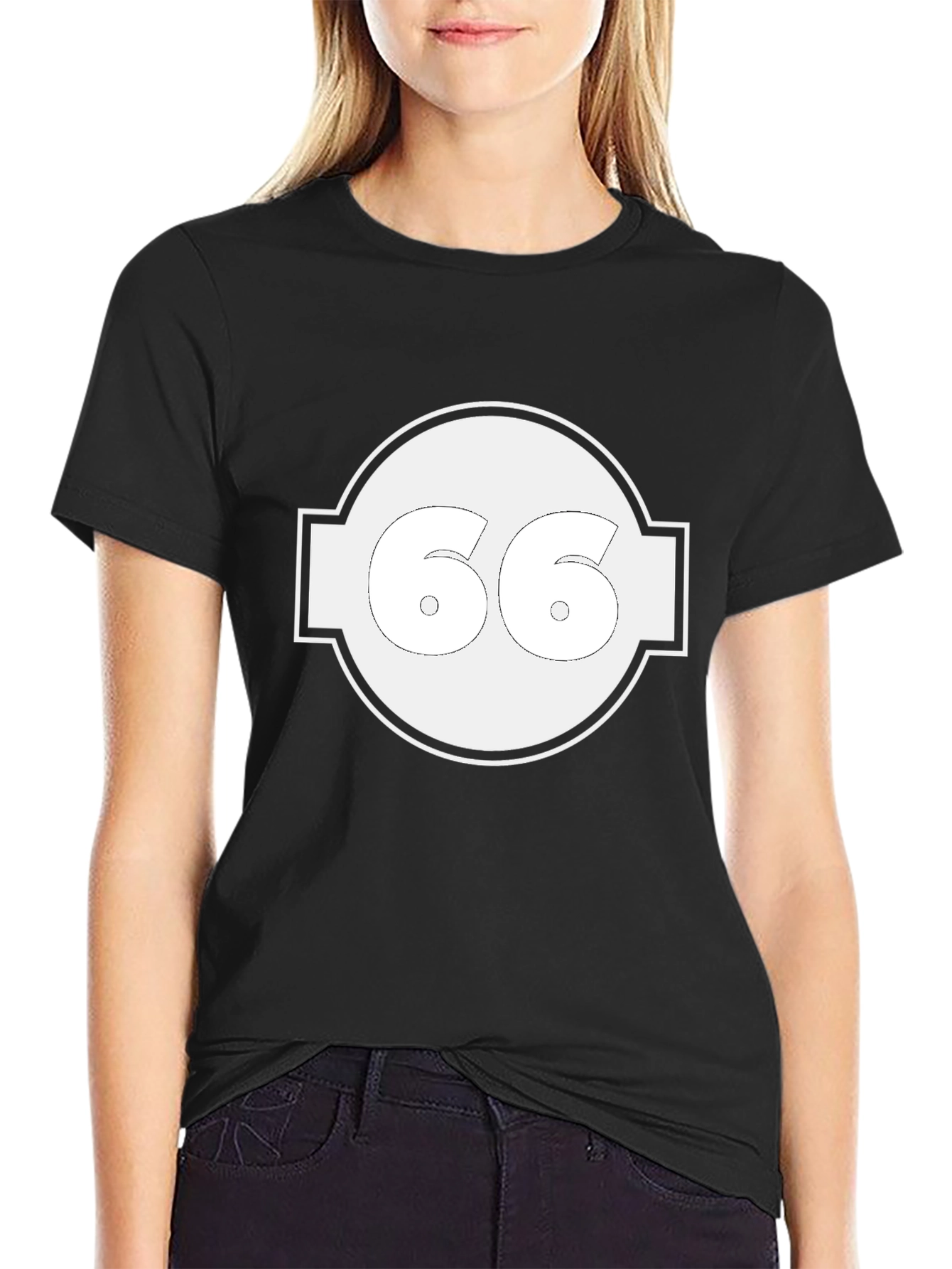 Retro Number 66 Graphic Tee - Black T-Shirt