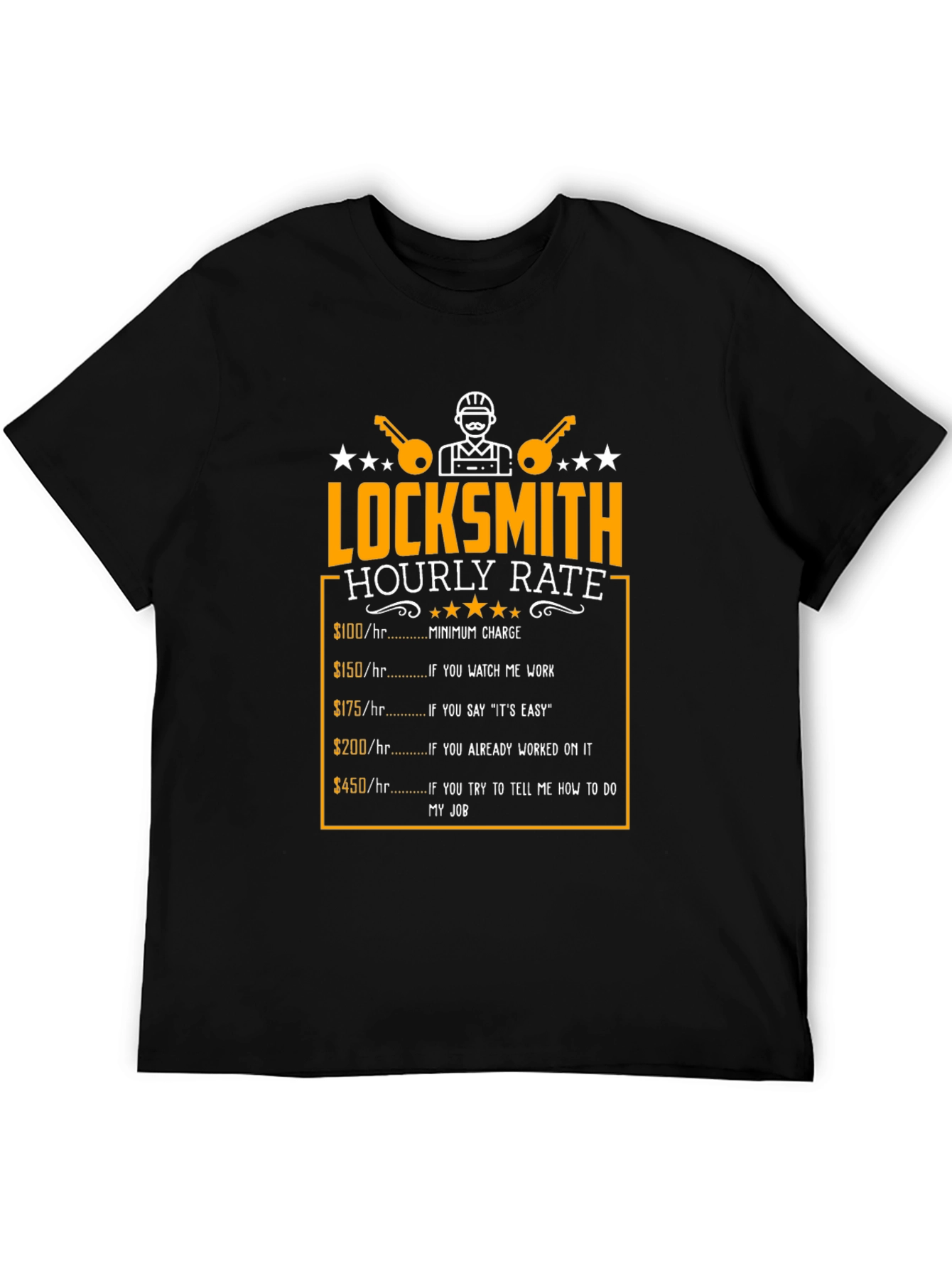 Locksmith Hourly Rate Funny Graphic T-Shirt