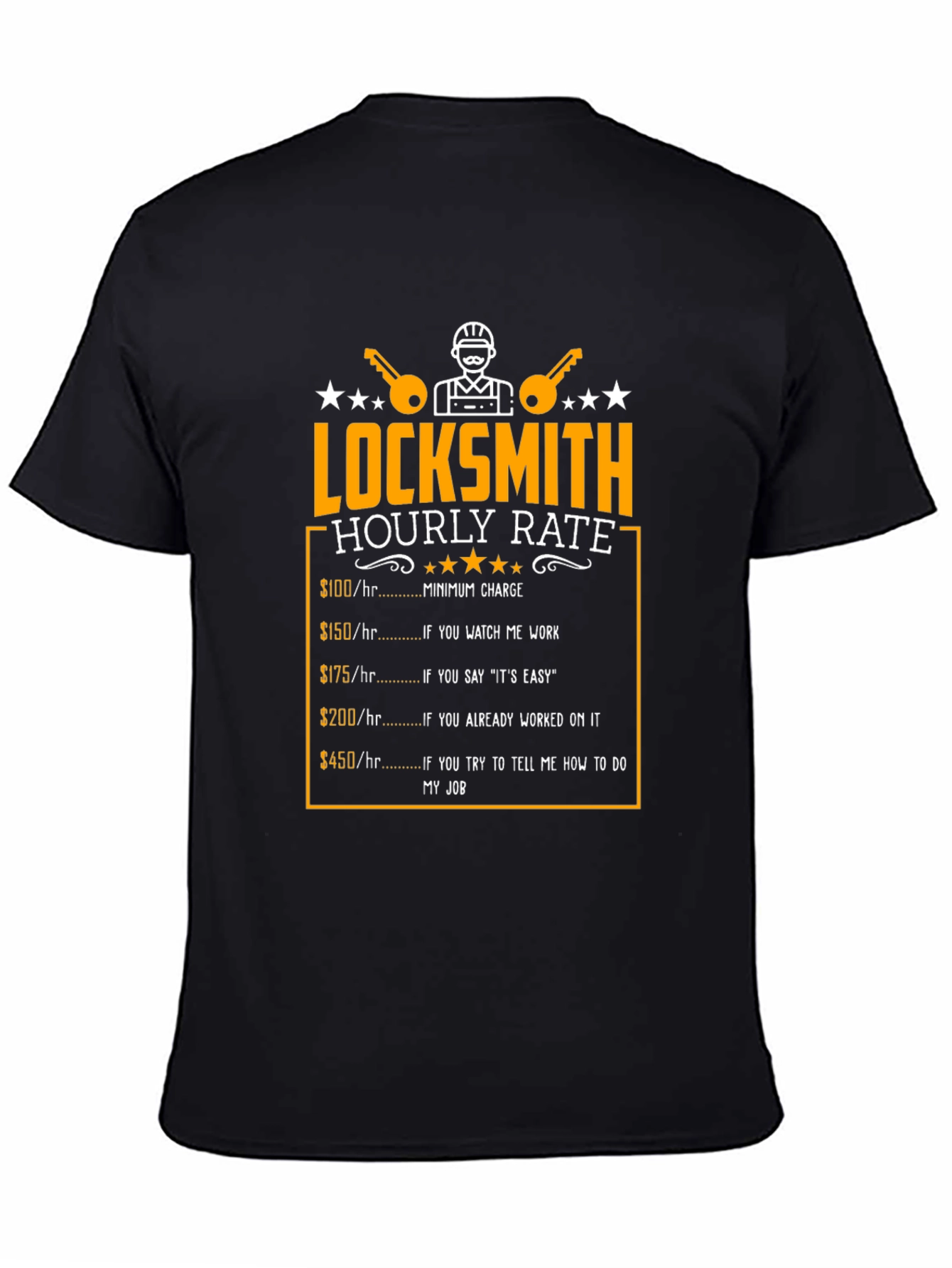 Locksmith Hourly Rate Funny Graphic T-Shirt