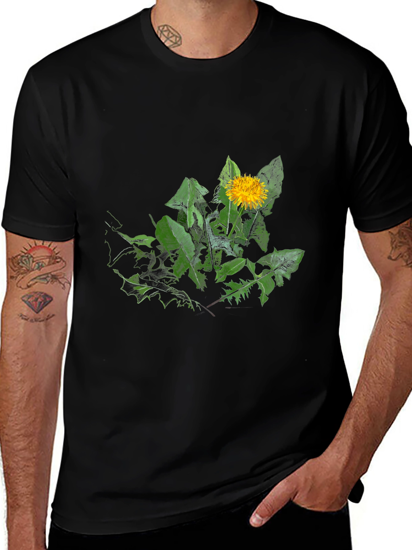 Dandelion Graphic Black T-Shirt