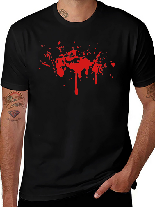 Black Tee with Red Splatter Print