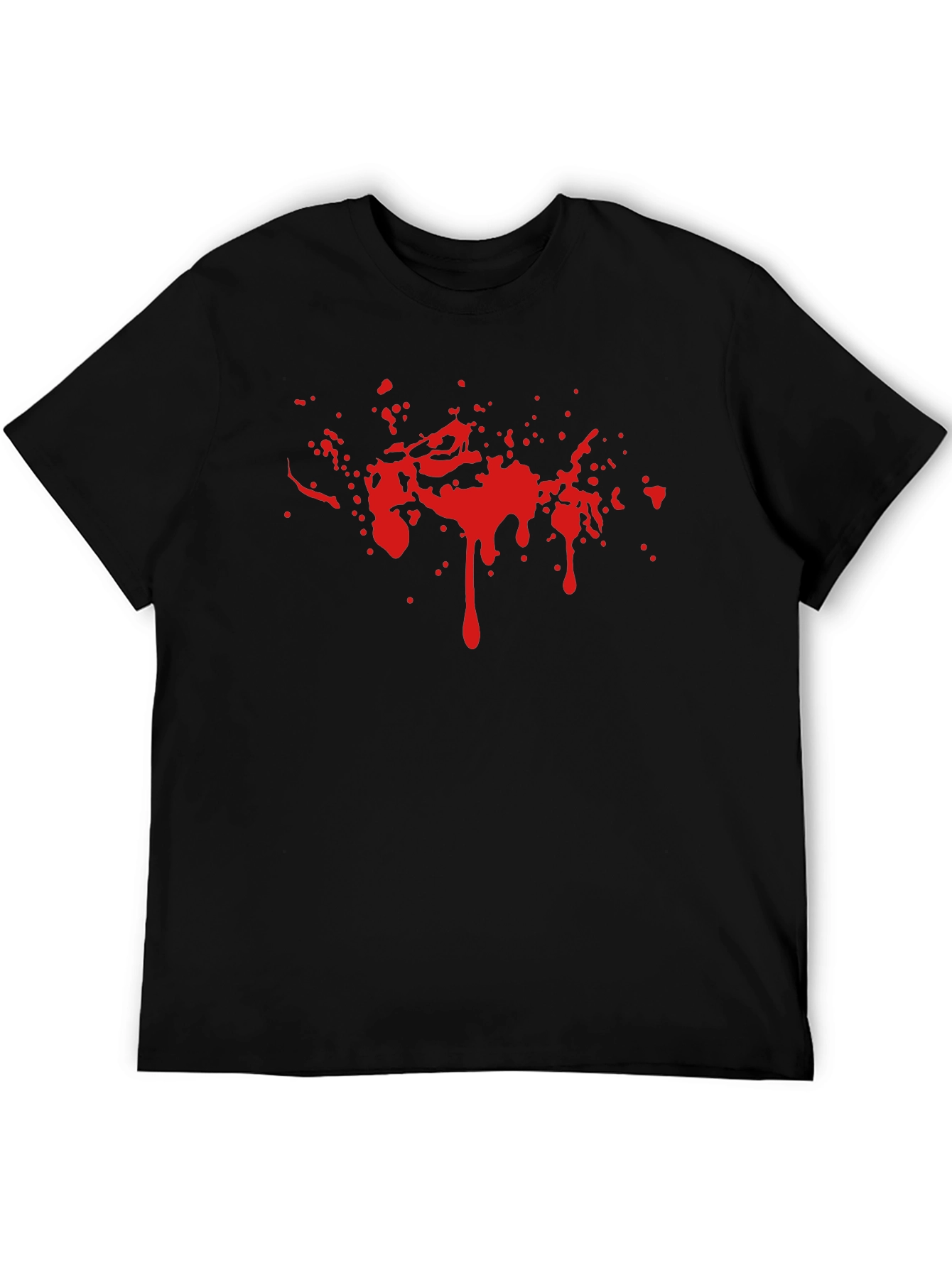 Black Tee with Red Splatter Print