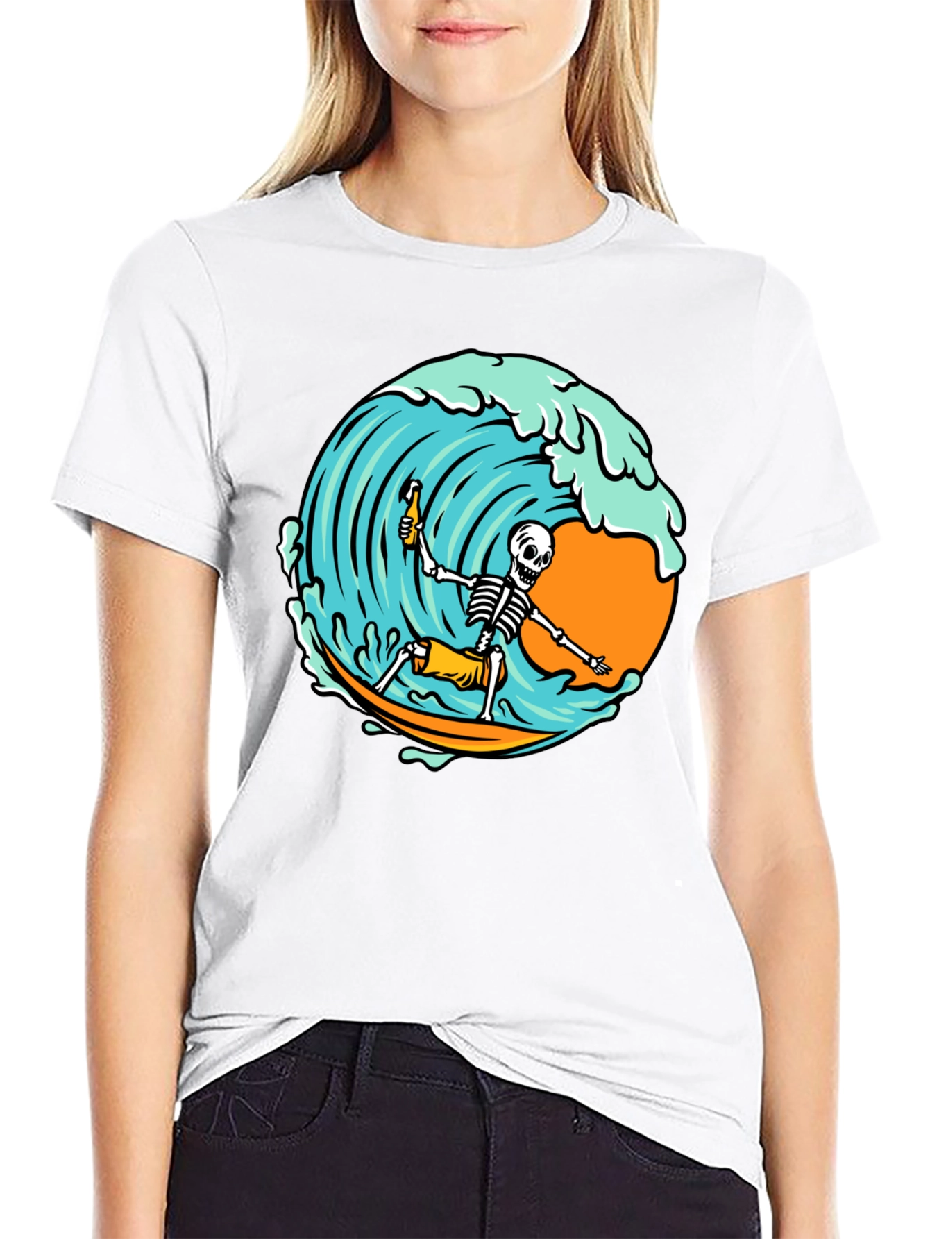 Surfing Skeleton Graphic T-Shirt