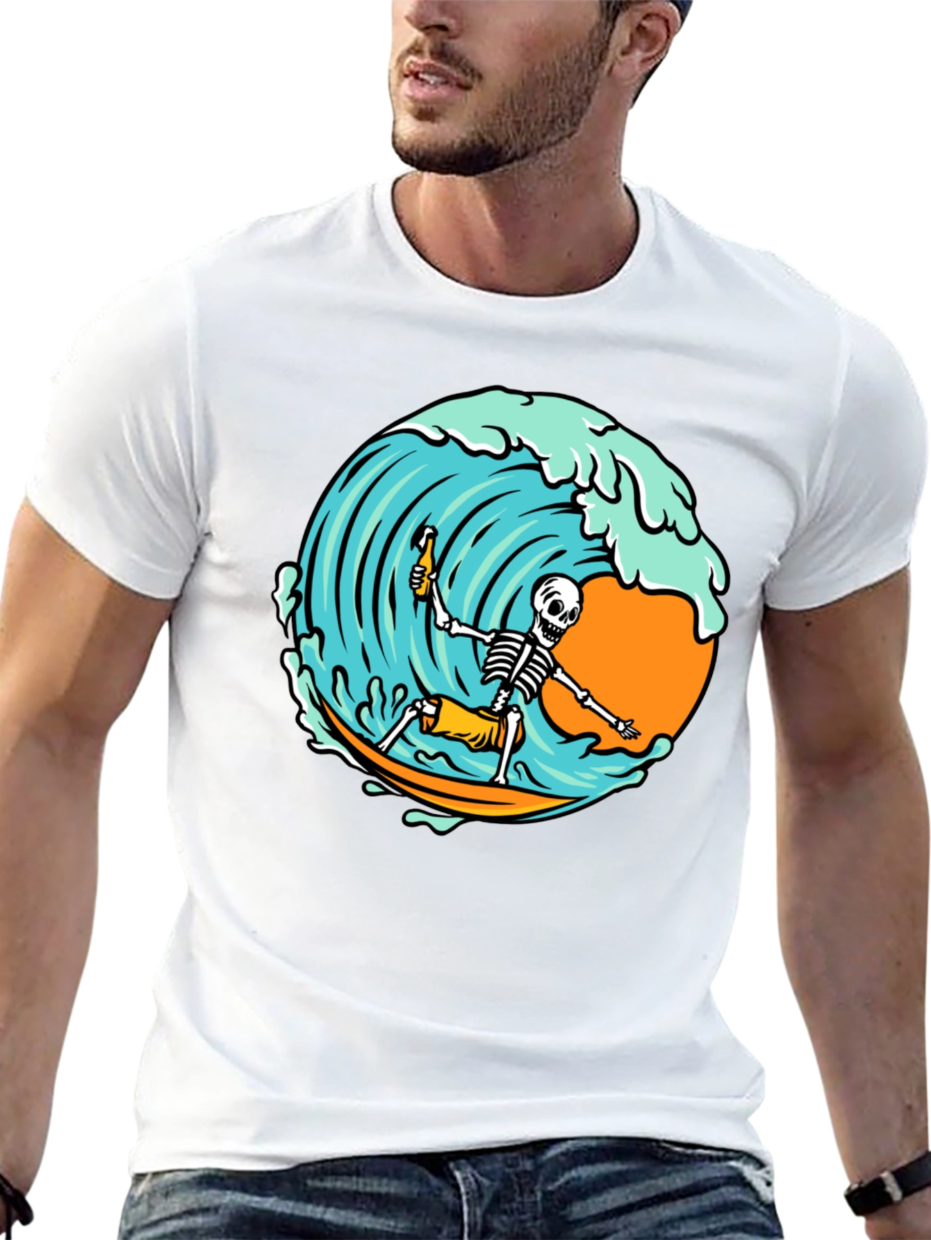 Surfing Skeleton Graphic T-Shirt