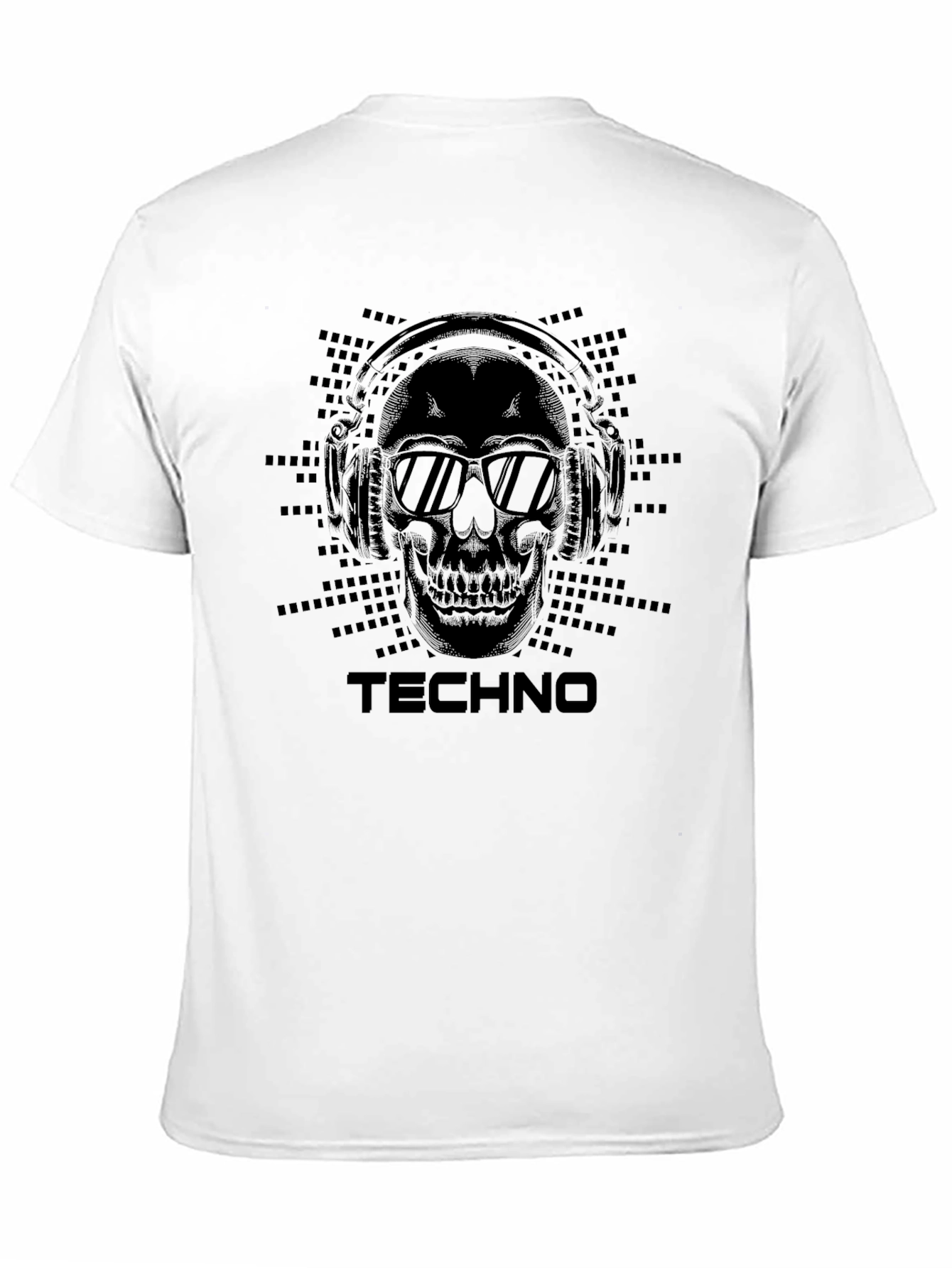 Techno Skull Graphic Tee - DJ Headphone Skull Shirt