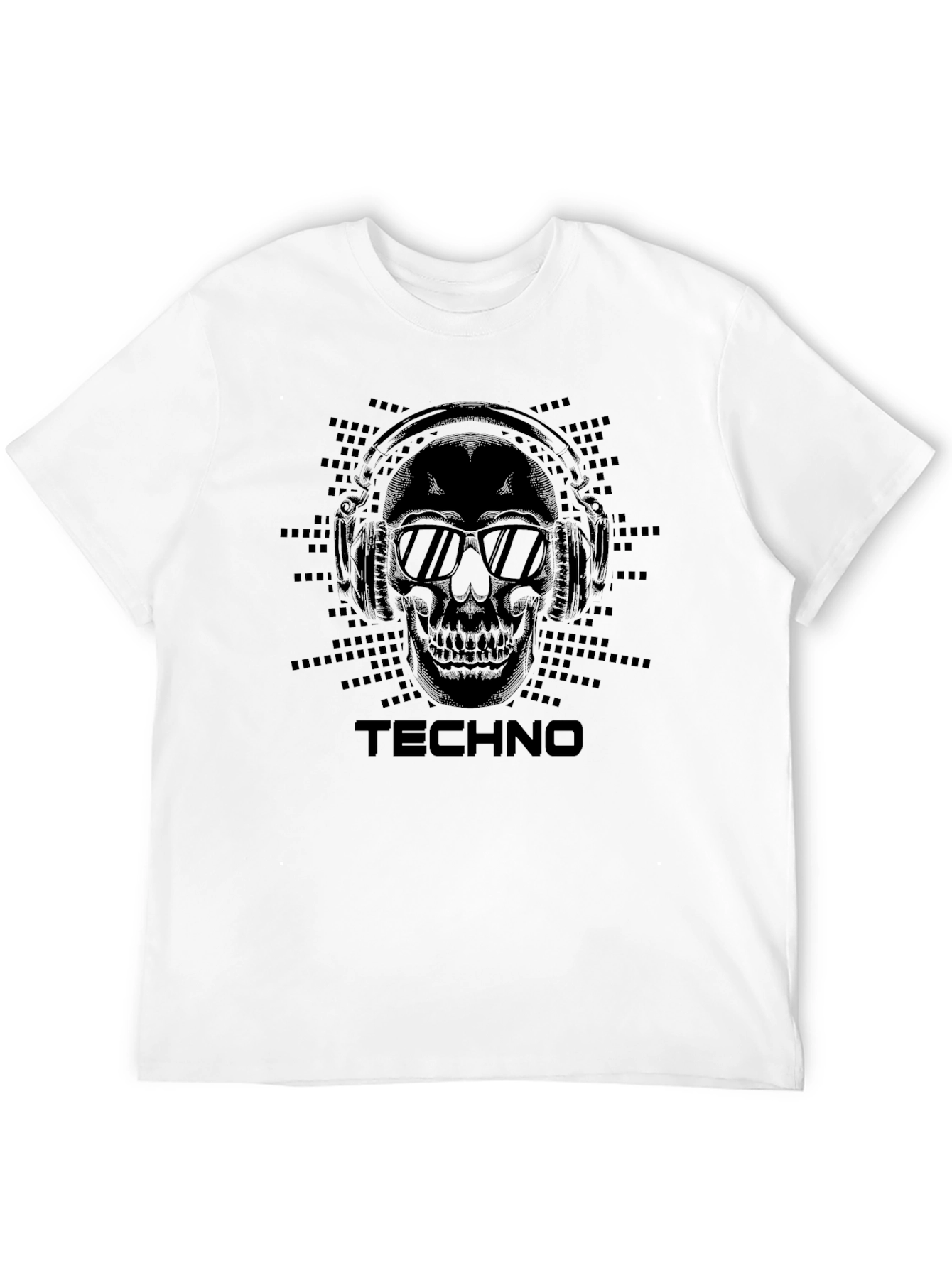 Techno Skull Graphic Tee - DJ Headphone Skull Shirt