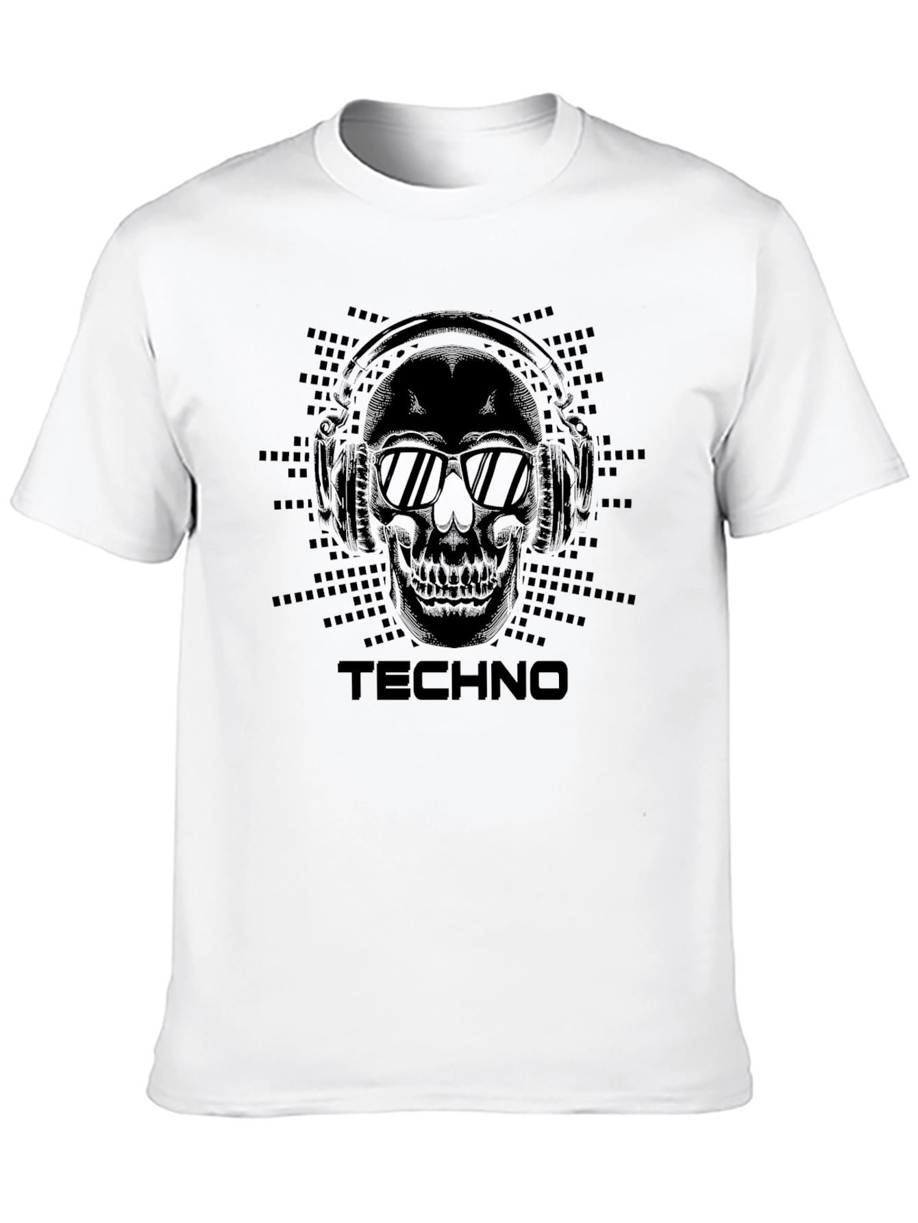 Techno Skull Graphic Tee - DJ Headphone Skull Shirt