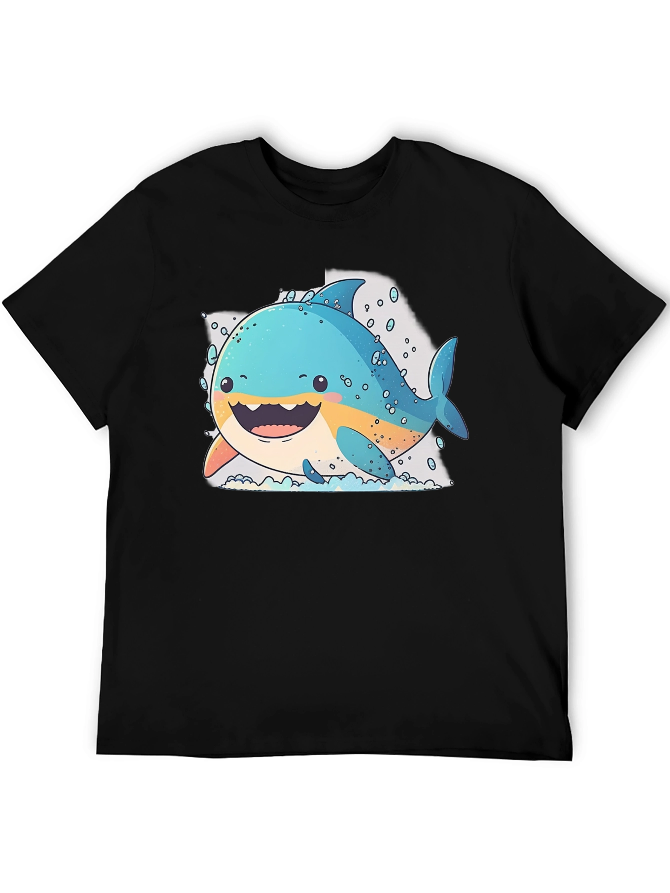 Cartoon Shark Graphic Black T-Shirt