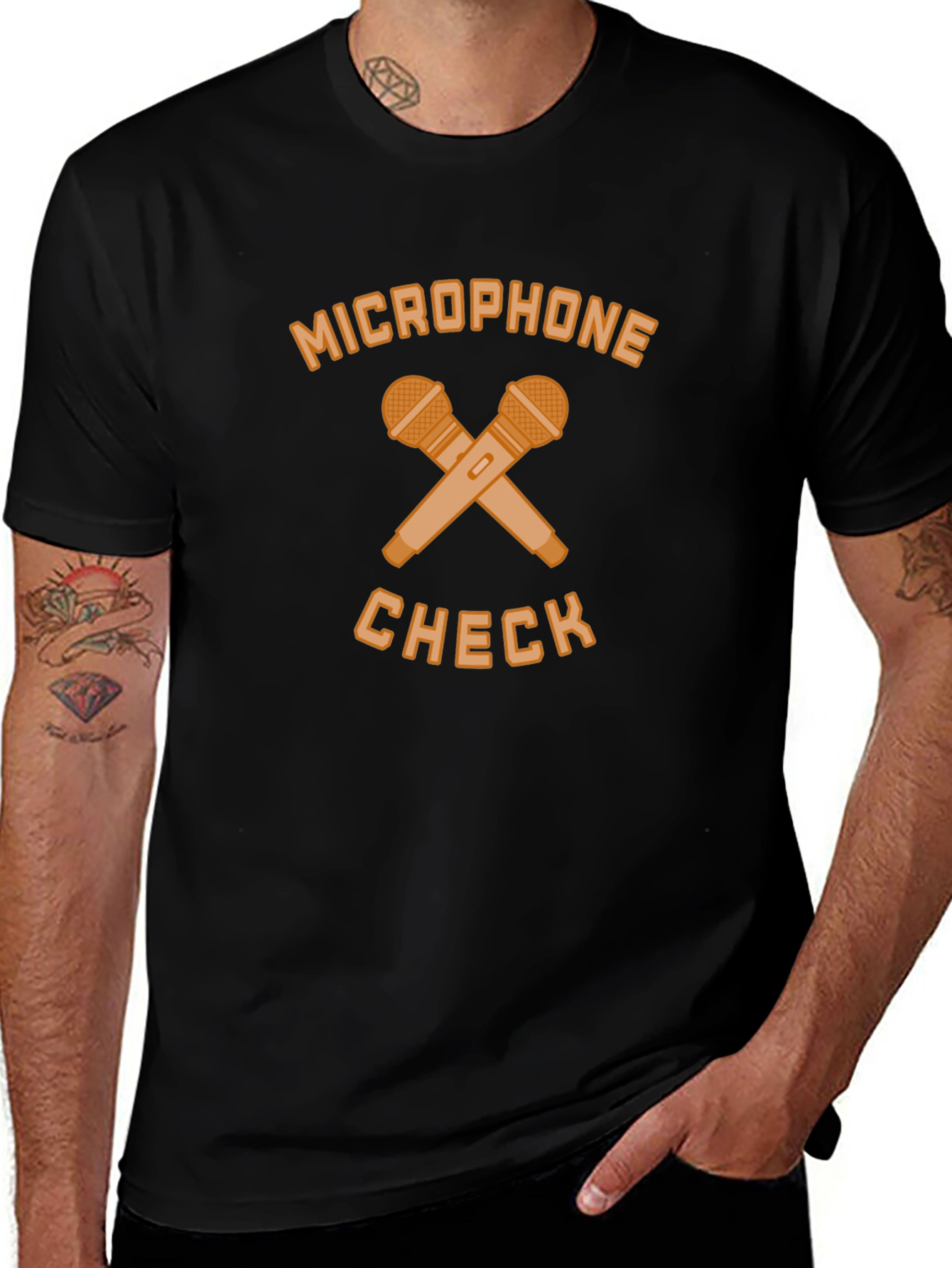 Microphone Check Black T-Shirt