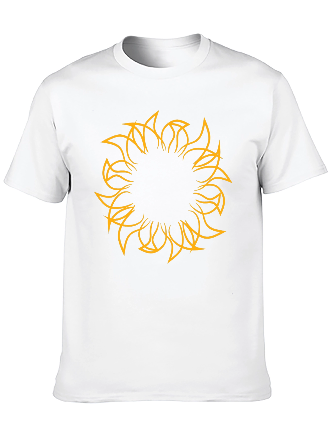 Mens Black Tee with Abstract Sun Design