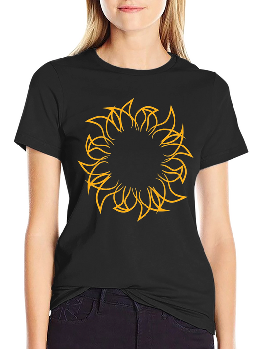 Mens Black Tee with Abstract Sun Design