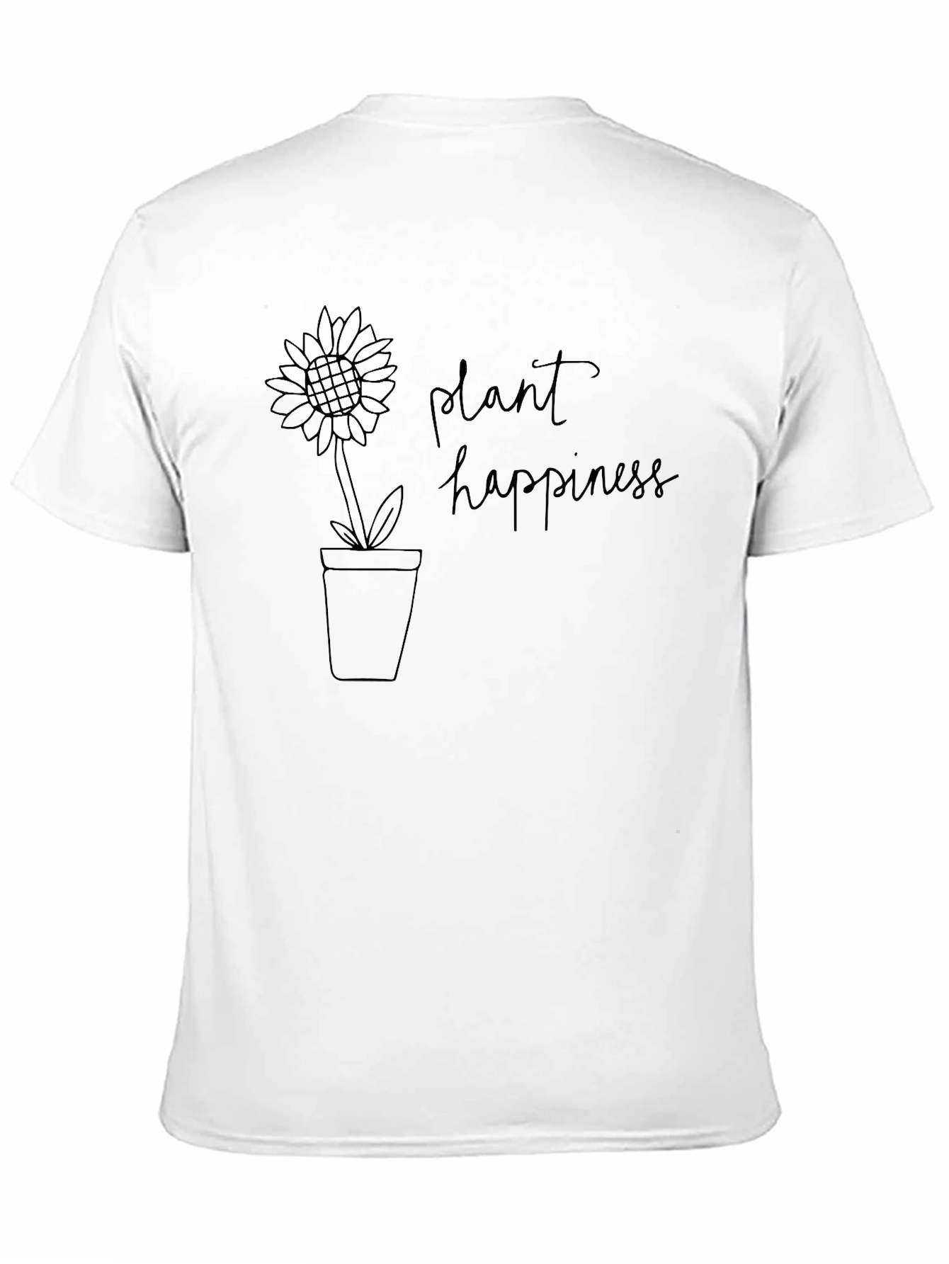 Plant Happiness Graphic Tee - Black Cotton Casual T-Shirt