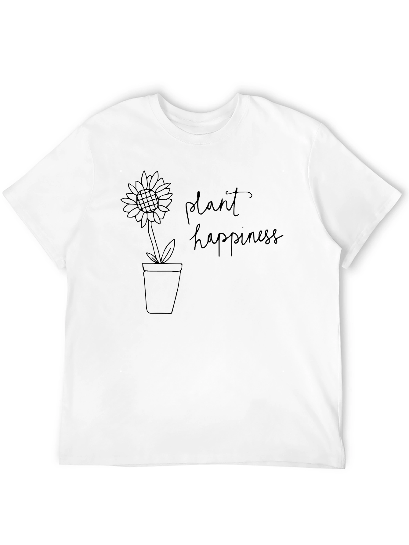 Plant Happiness Graphic Tee - Black Cotton Casual T-Shirt