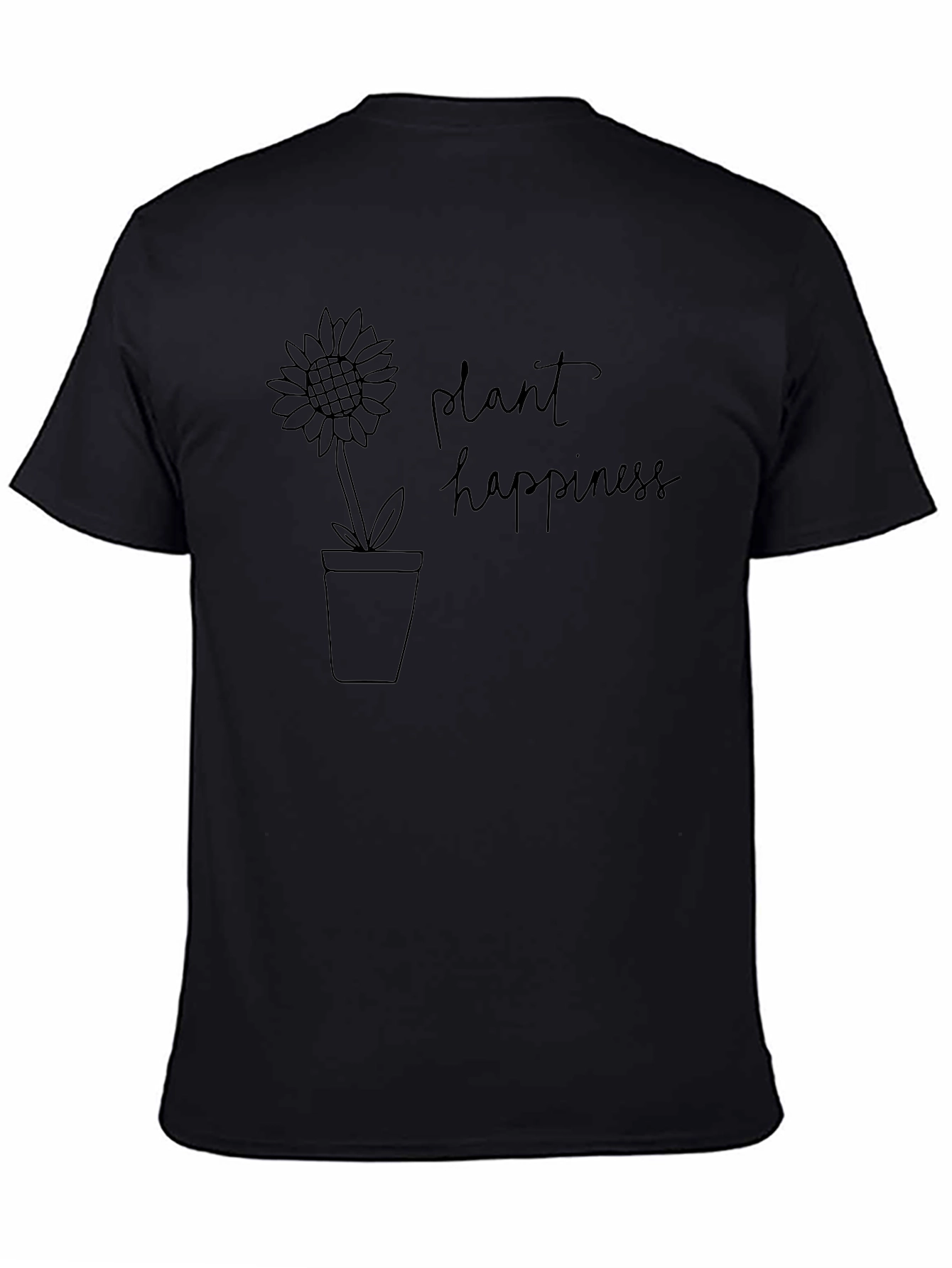 Plant Happiness Graphic Tee - Black Cotton Casual T-Shirt