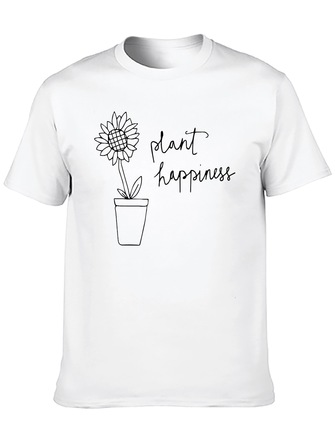 Plant Happiness Graphic Tee - Black Cotton Casual T-Shirt