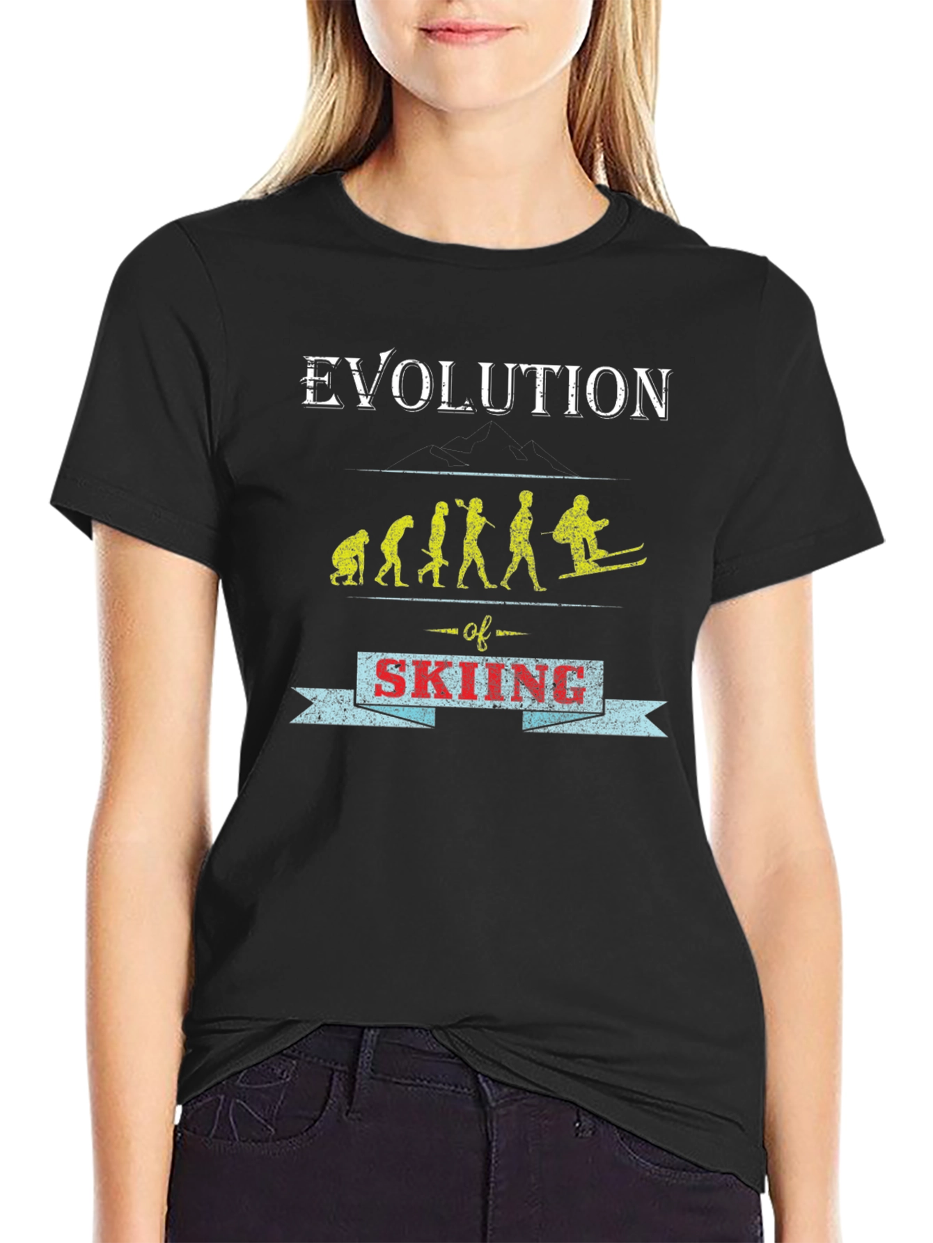 Evolution of Skiing Graphic Tee - Black