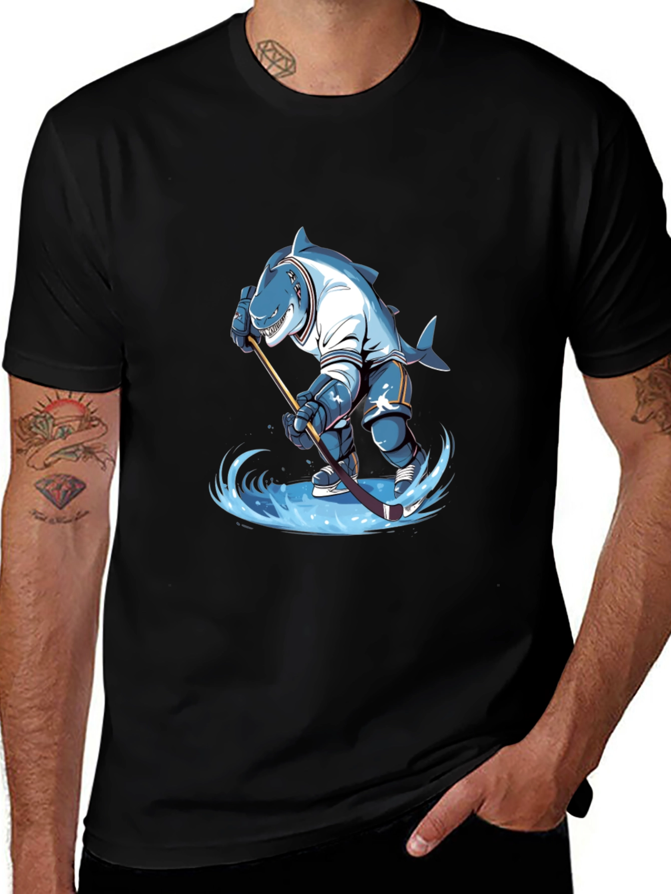 Shark Hockey Player Graphic Tee