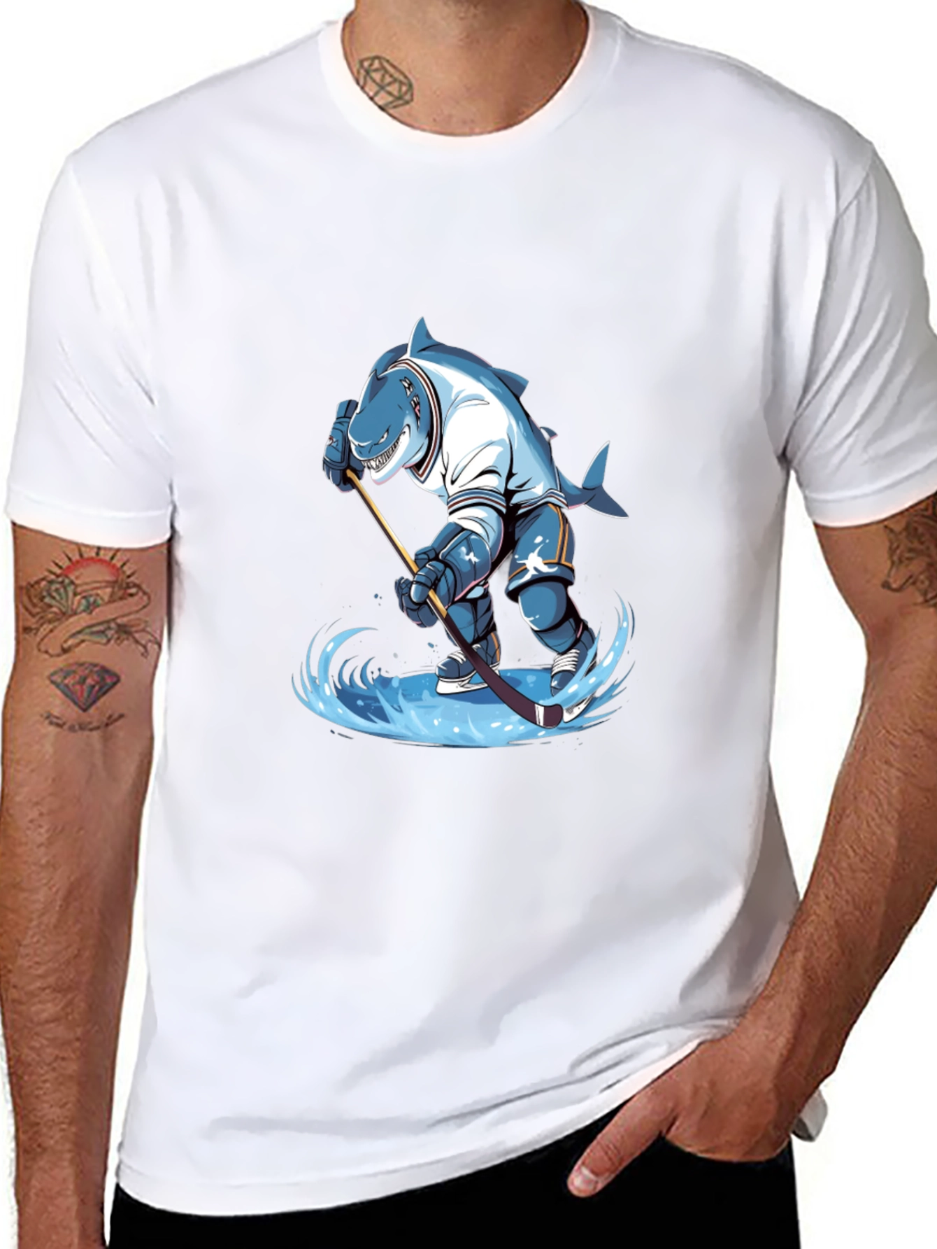 Shark Hockey Player Graphic Tee