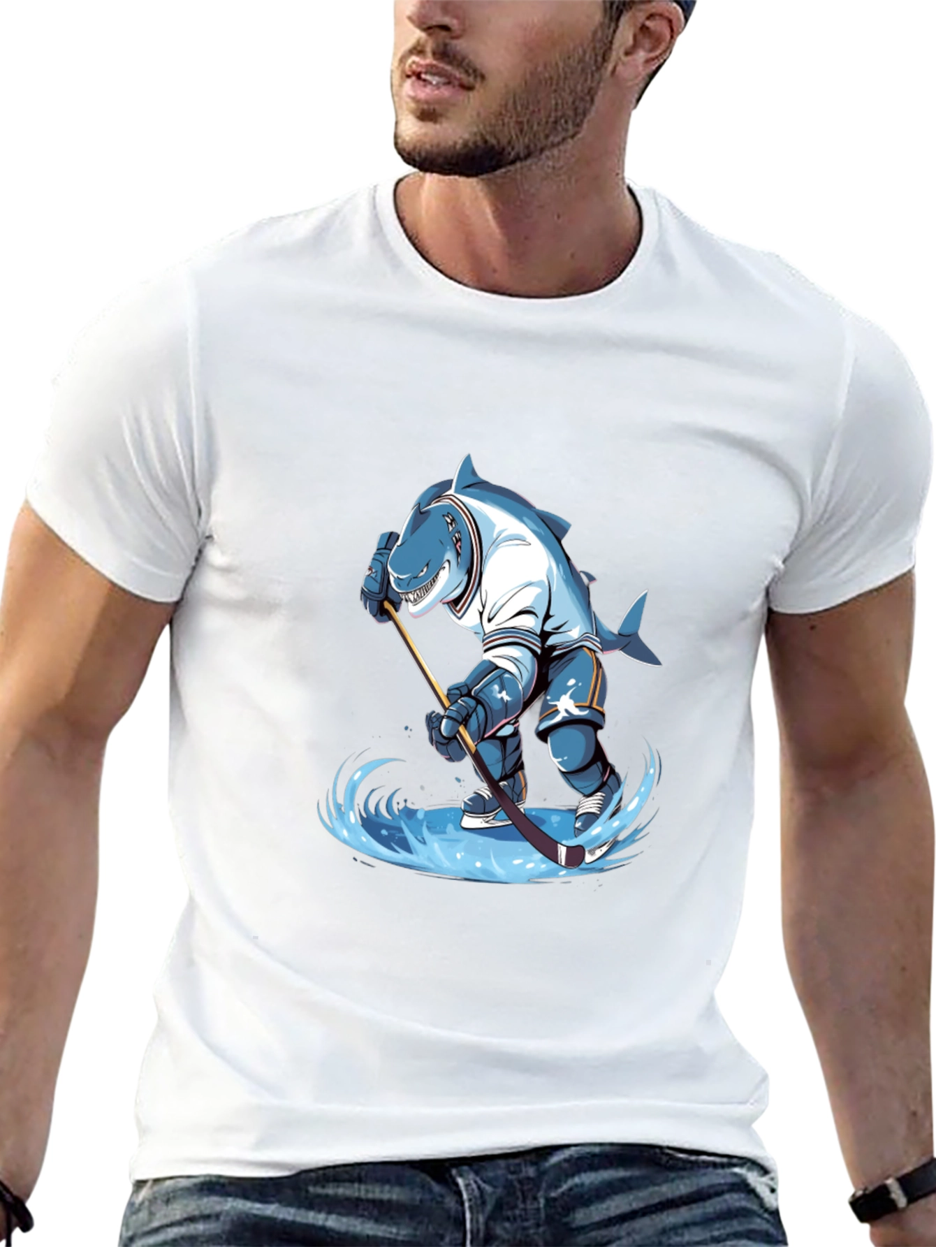 Shark Hockey Player Graphic Tee