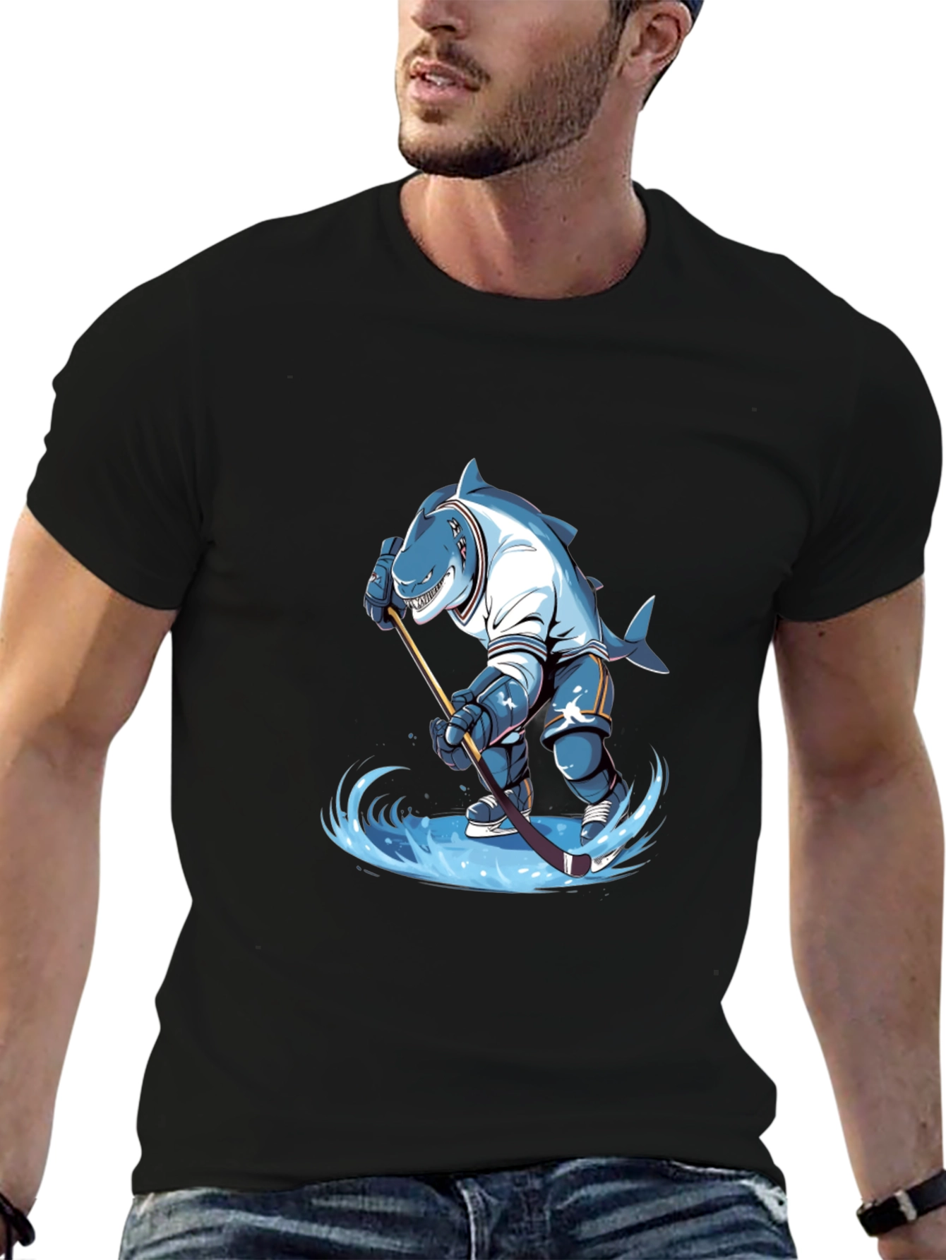 Shark Hockey Player Graphic Tee