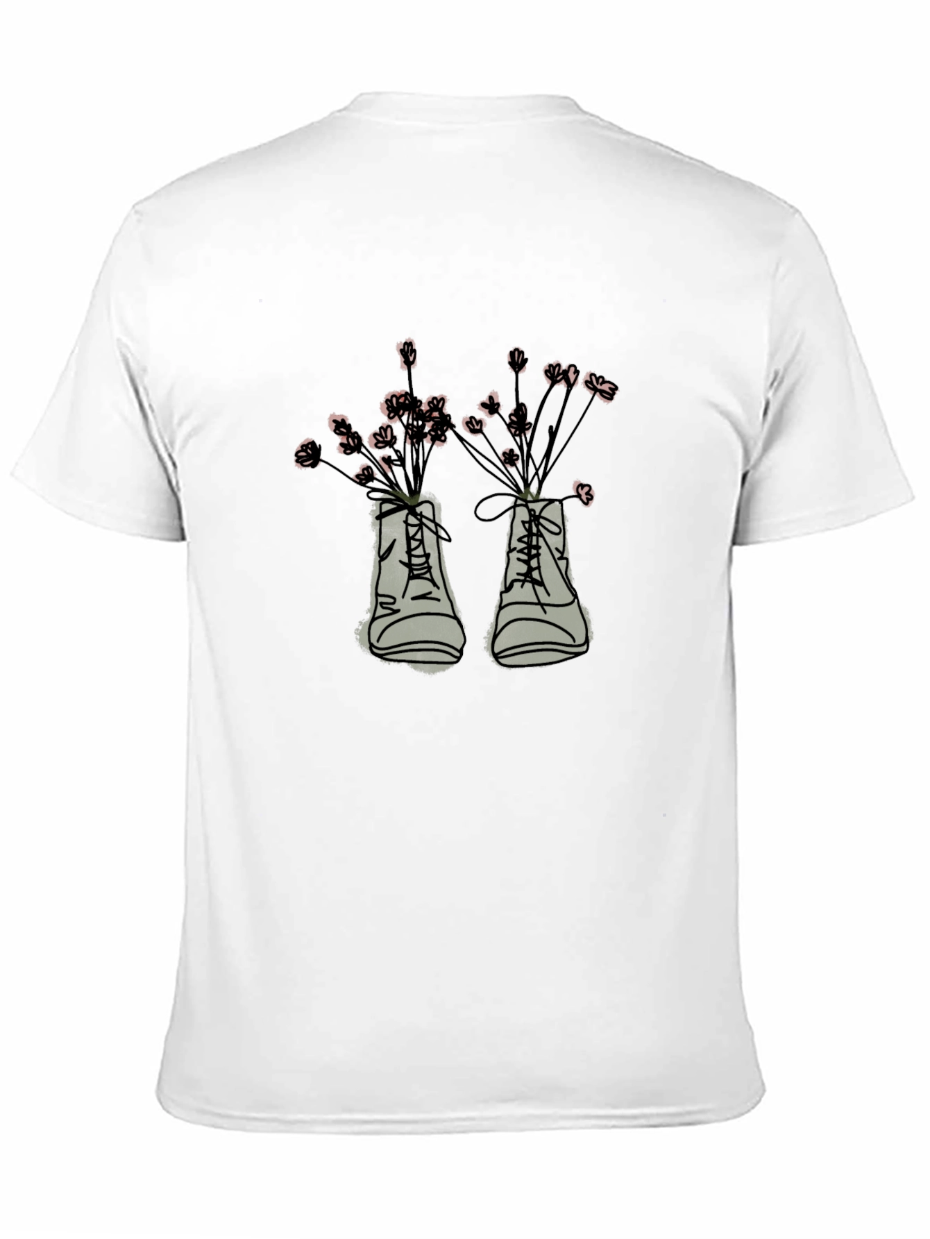 Floral Boots Graphic Tee - Black Cotton T-Shirt